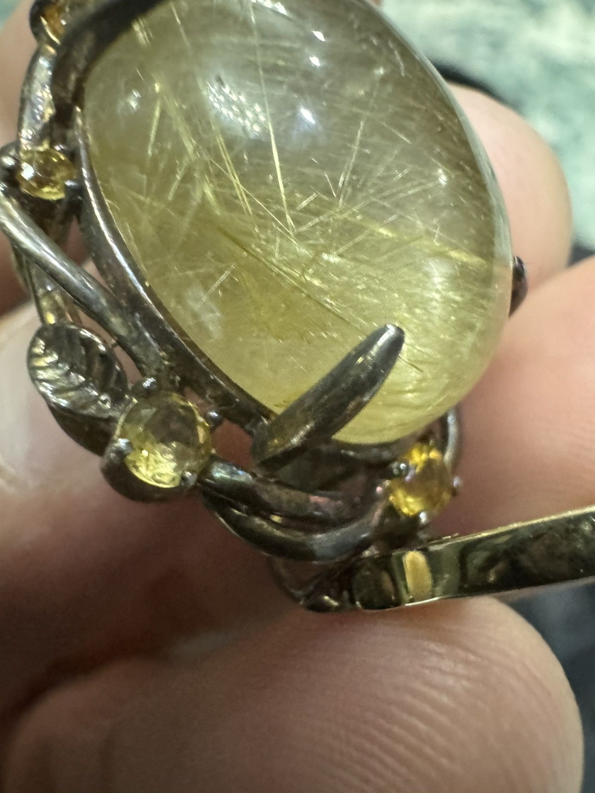 Jewelry VINTAGE GOLDEN RUTILE QUARTZ 925 SILVER PENDANT NECKLACE Size ONE SIZE - 7 Thumbnail