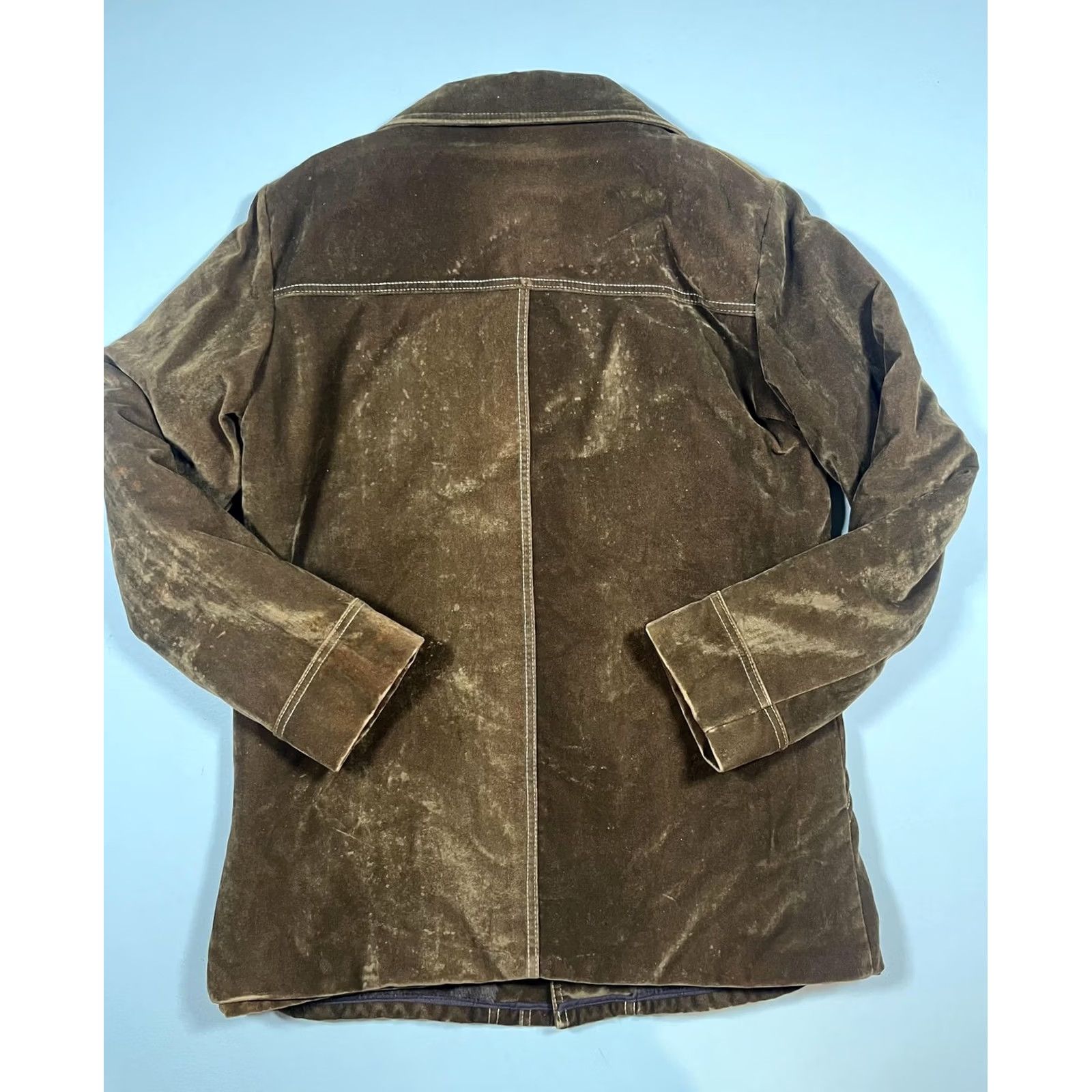 JCPenney VINTAGE JCPenney Coat Mens Large Brown Velvet Faux Fur Lined Overcoat 70s Size US L / EU 52-54 / 3 - 2 Thumbnail