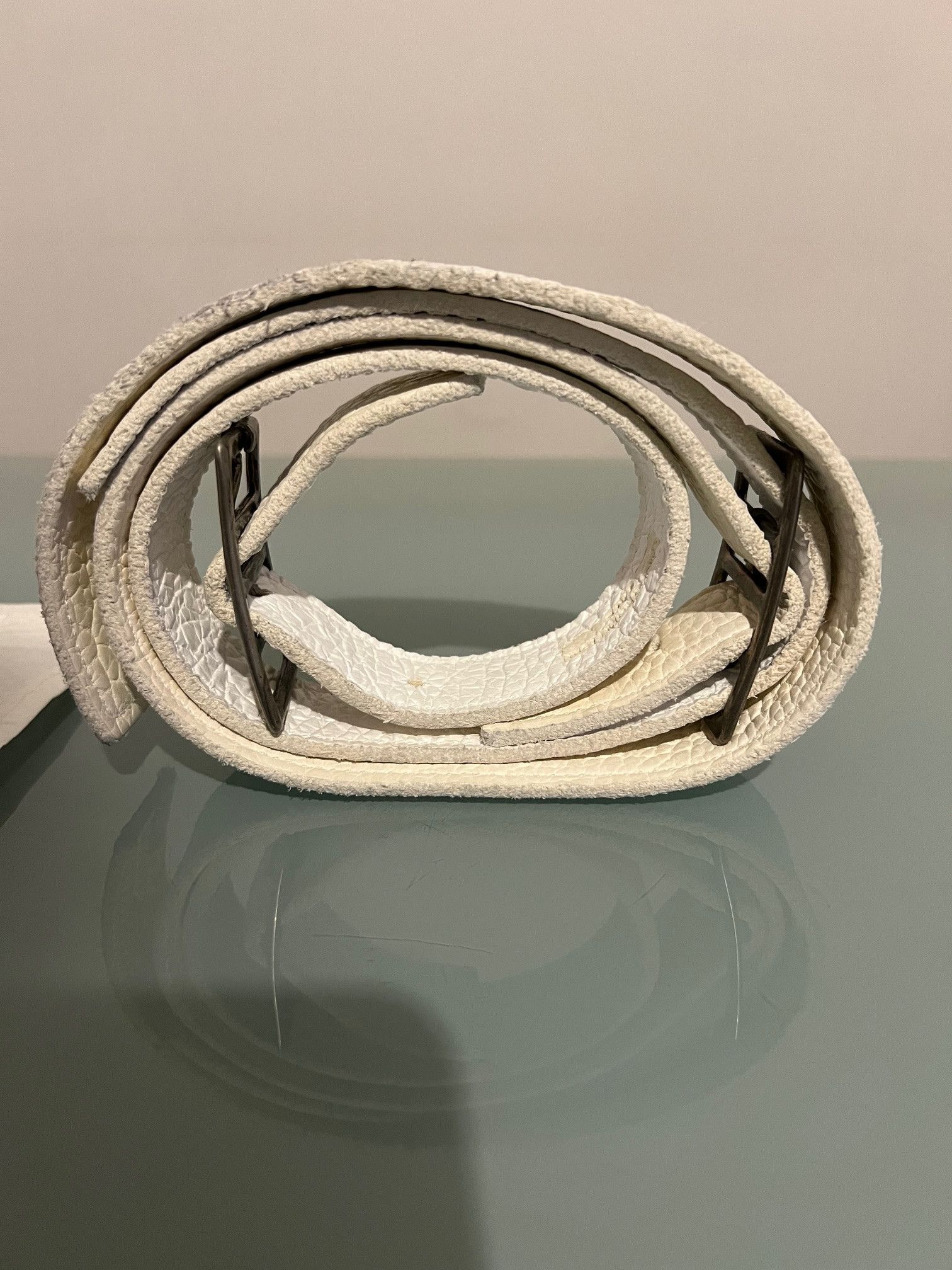 Carol Christian Poell Carol Christian Poell White Leather Double Buckle Belt Size ONE SIZE - 5 Thumbnail