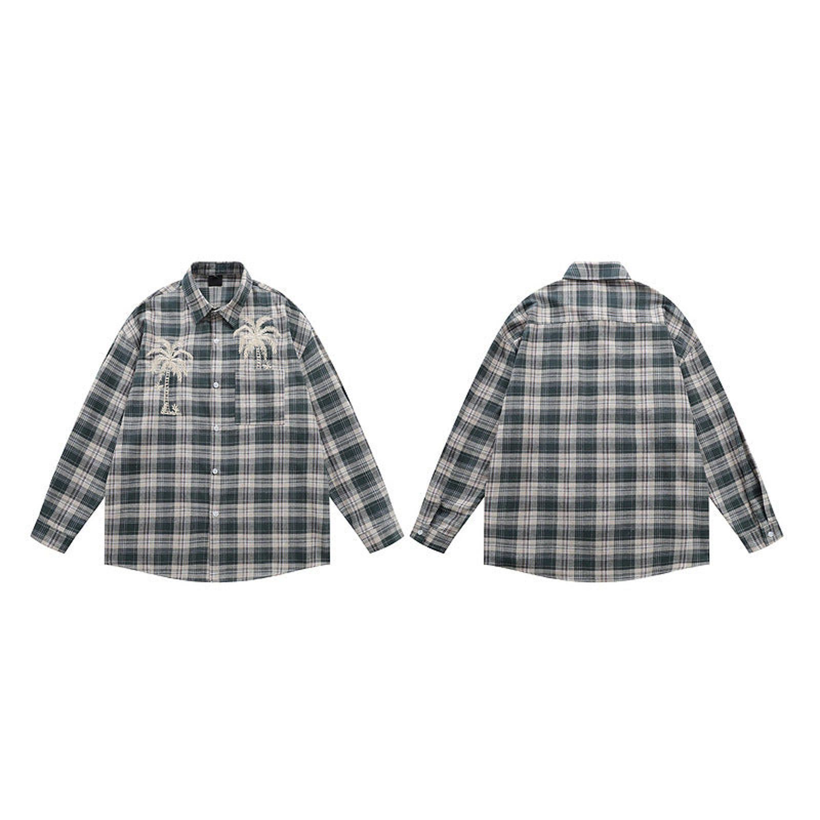 Flannel Flannel Long Sleeve Button Shirt with Palm Tree Embroidery Size US M / EU 48-50 / 2 - 5 Thumbnail