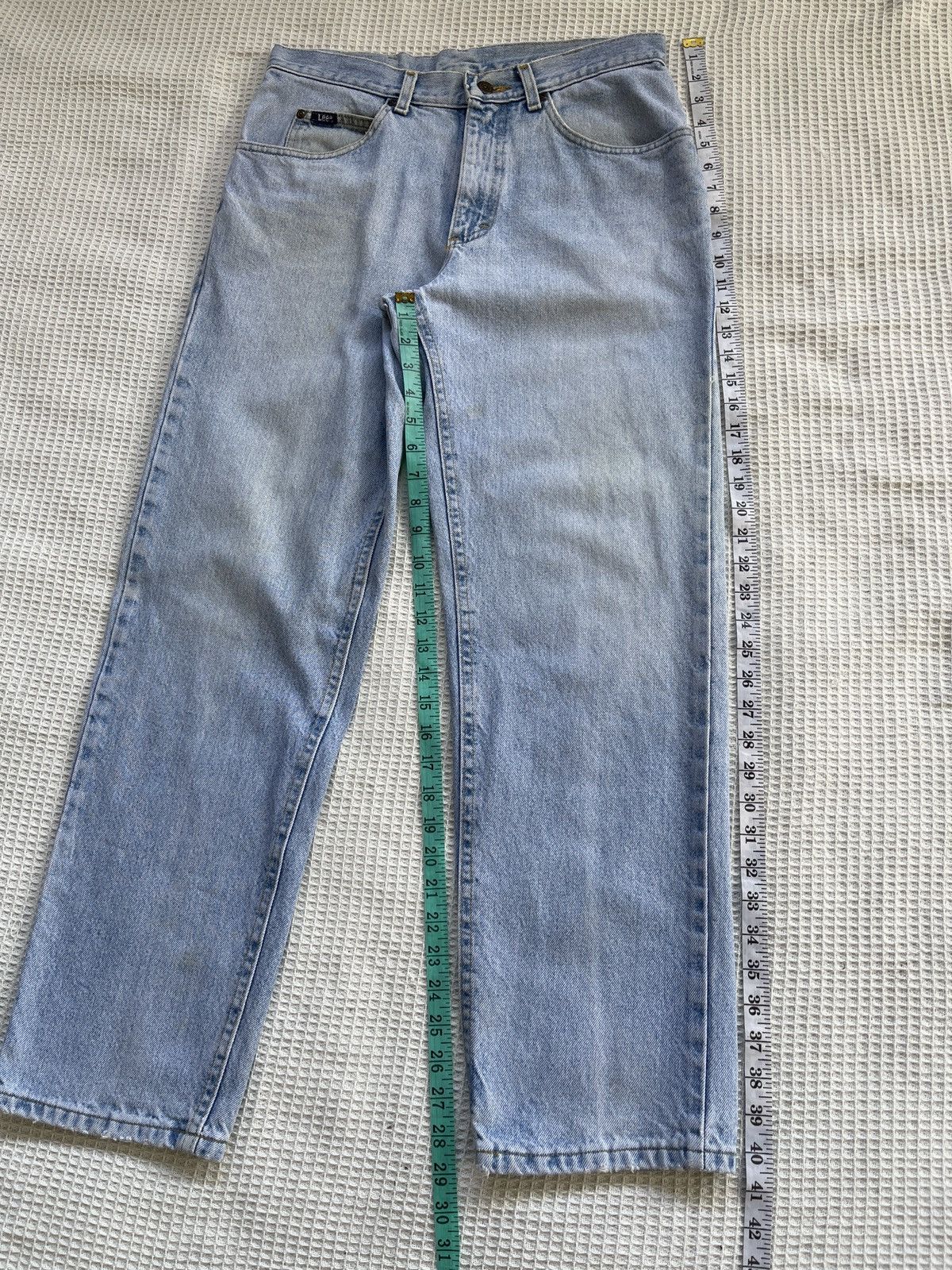 Jean Rare🔥Vintage Lee Light Blue Wash Baggy Jeans Size US 32 / EU 48 - 10 Thumbnail