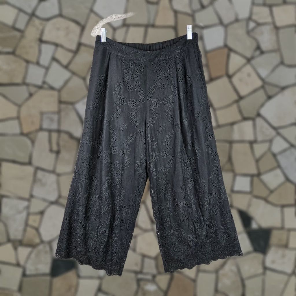 Zimmermann Zimmermann Women's Silk Pants Dress Pants Eyelet Wide-Leg Black Size 2 Size 26" / US 2 / IT 38 - 1 Thumbnail