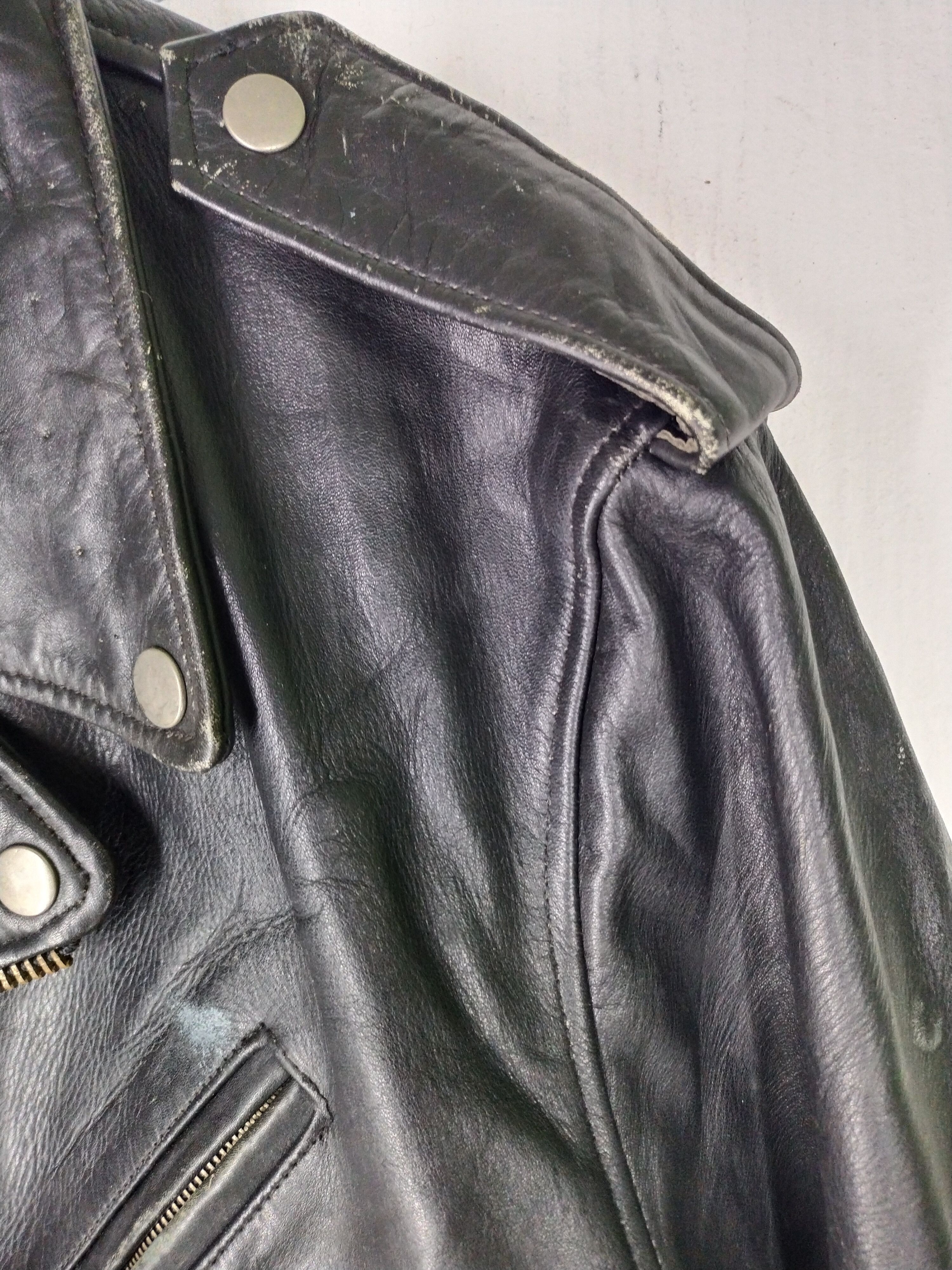 Genuine Leather Vintage Genuine Wear Double Leather Motorcycle Jacket Rare Size US M / EU 48-50 / 2 - 10 Thumbnail