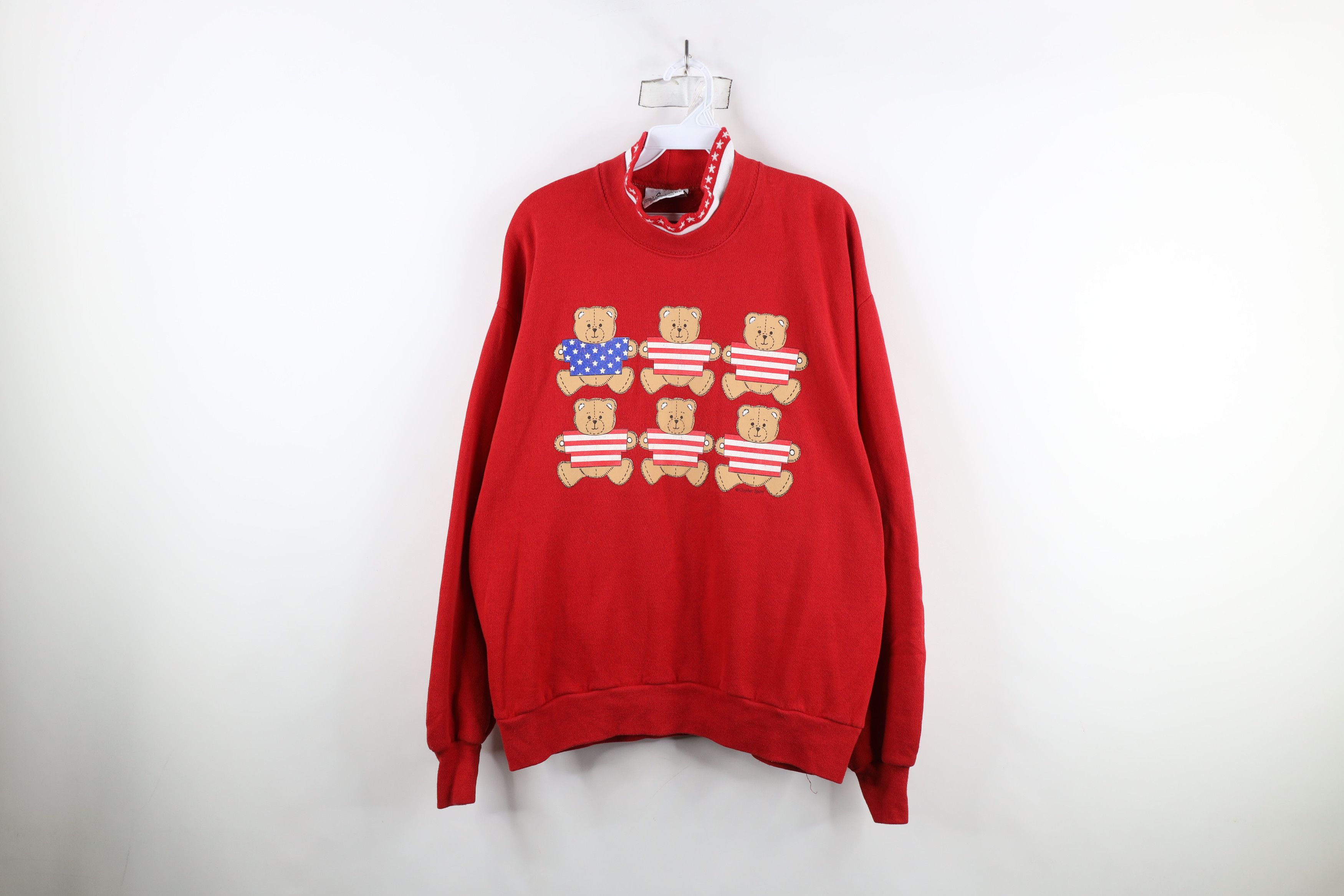 Vintage Vintage 90s Streetwear USA American Flag Sweatshirt USA Size L / US 10 / IT 46 - 1 Thumbnail