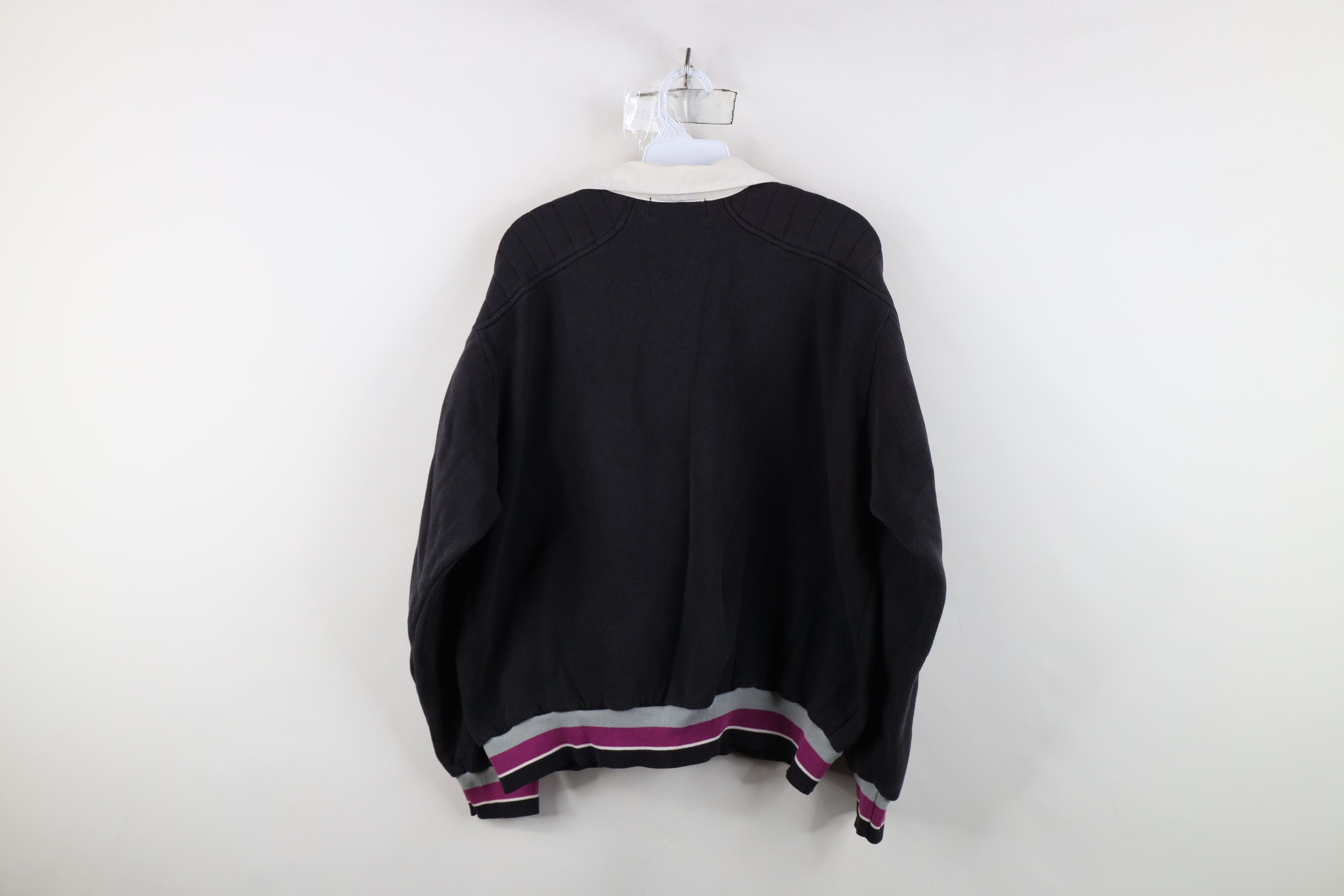 Vintage Vintage 90s Streetwear Striped Collared Rugby Sweatshirt Size XL / US 12-14 / IT 48-50 - 12 Thumbnail