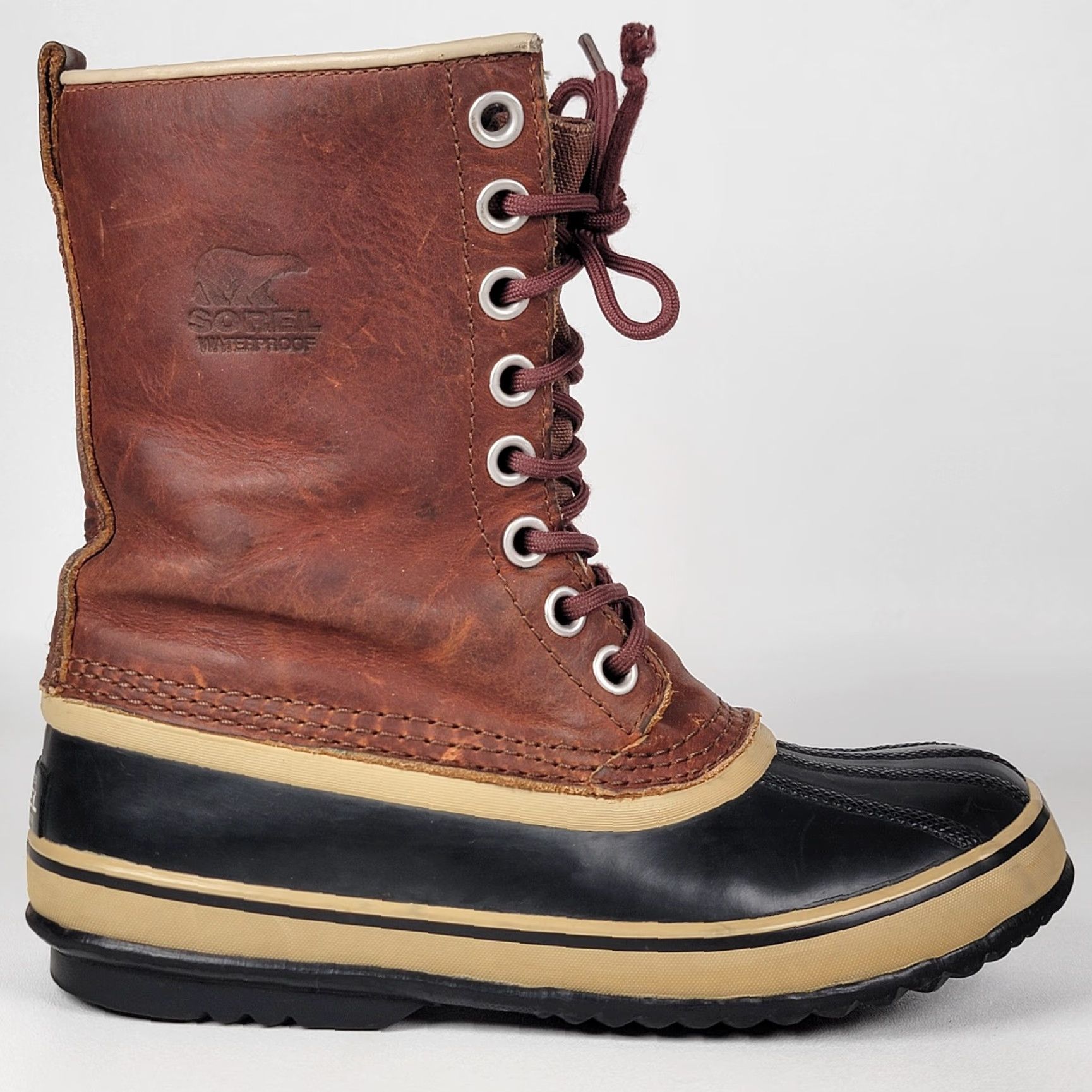 SOREL Sorel Snow Boots Women Brown Leather Size 8 M Adult Women's Boots Winter Fur Trim Lace Up Round Toe Casual Travel Activewear Size US 6 / IT 36 - 3 Thumbnail
