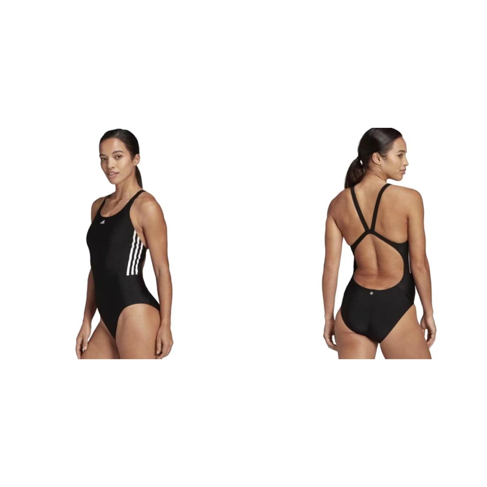 Adidas adidas Womens Swimsuit Black 32 Classic 3-Stripes One Piece Size ONE SIZE - 4 Thumbnail