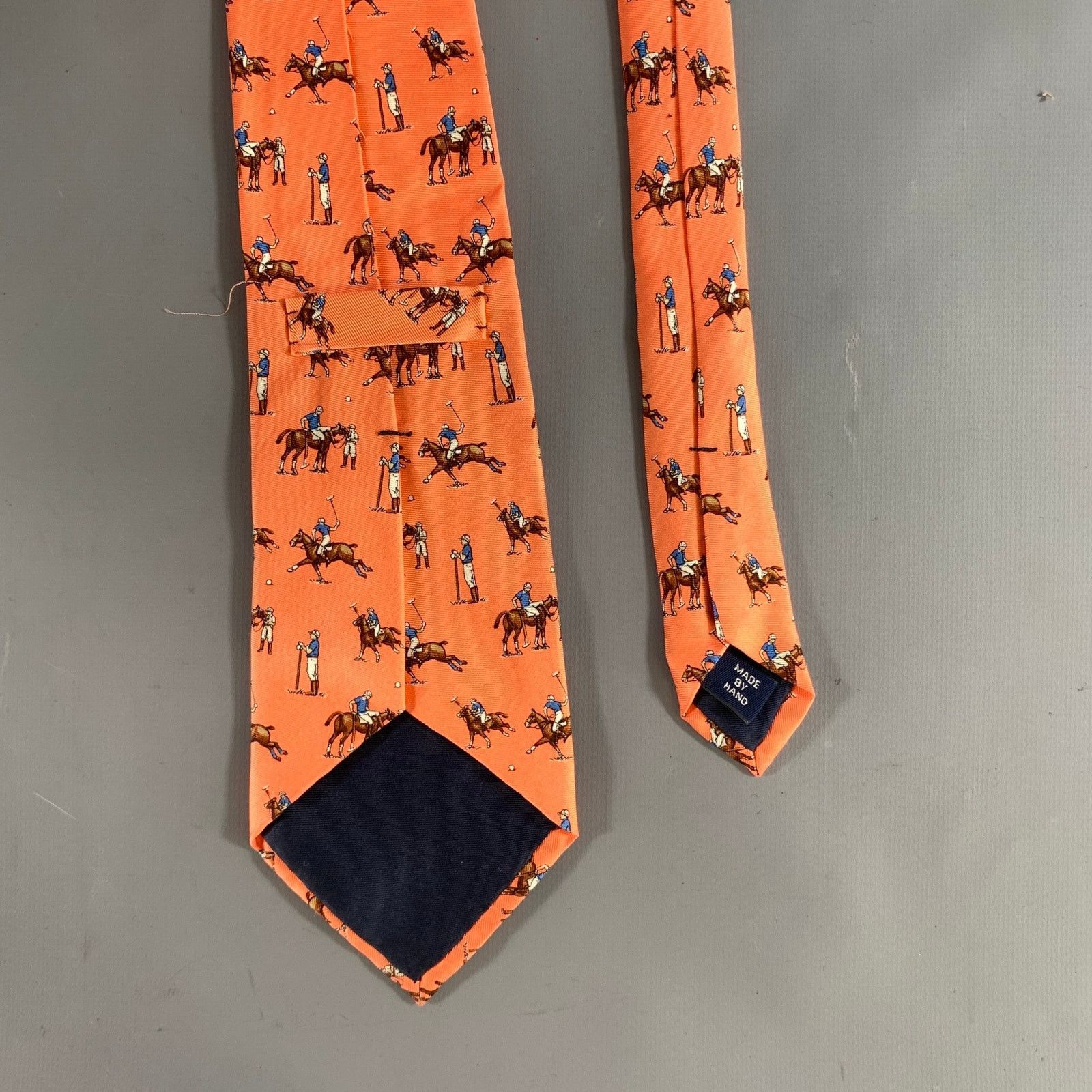 Ralph Lauren Ralph Lauren DOCUMENT Orange base with Horses Silk Tie Size ONE SIZE - 2 Thumbnail