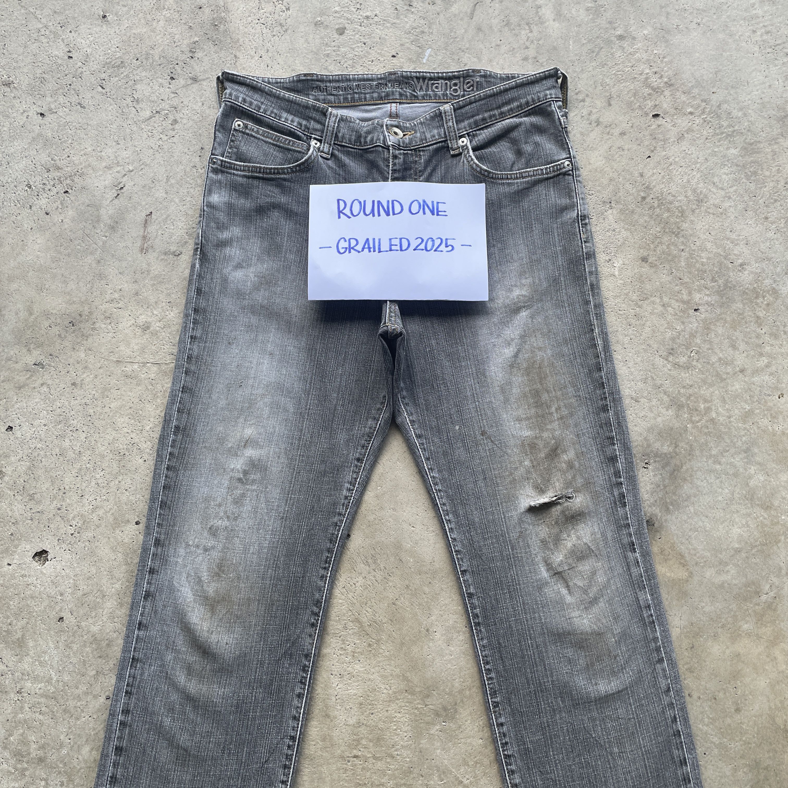 Wrangler VINTAGE WRANGLER FADED BLACK DISTRESSED DENIM PANTS JEAN W33 Size US 33 - 4 Thumbnail