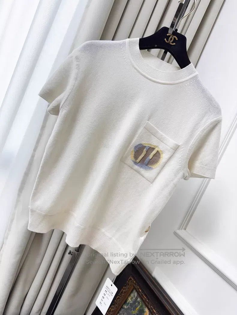 Hermes Hermes Beige Chain Pattern Embroidered Cashmere Silk Blend Size XS / US 0-2 / IT 36-38 - 1 Thumbnail