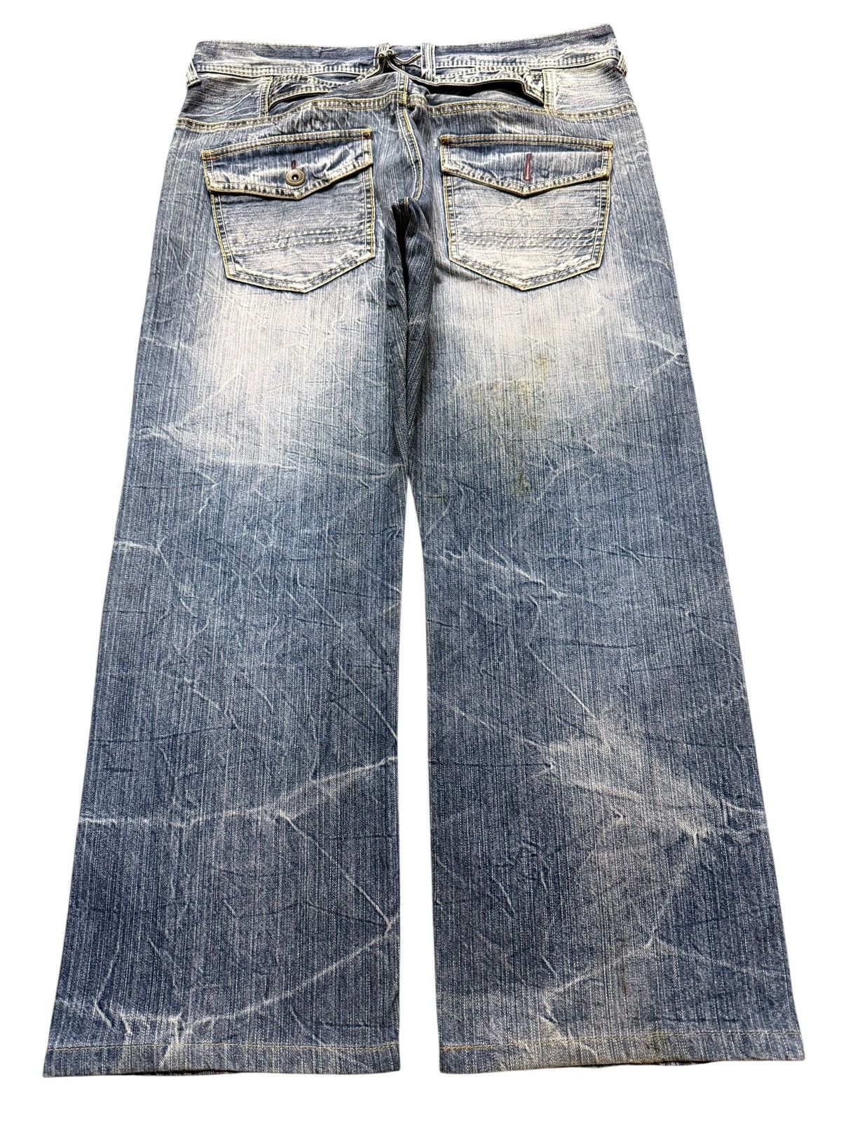 14th Addiction Vintage Japanese Brand Mud Wash Faded Thunder Distress Baggy Size US 34 / EU 50 - 2 Thumbnail