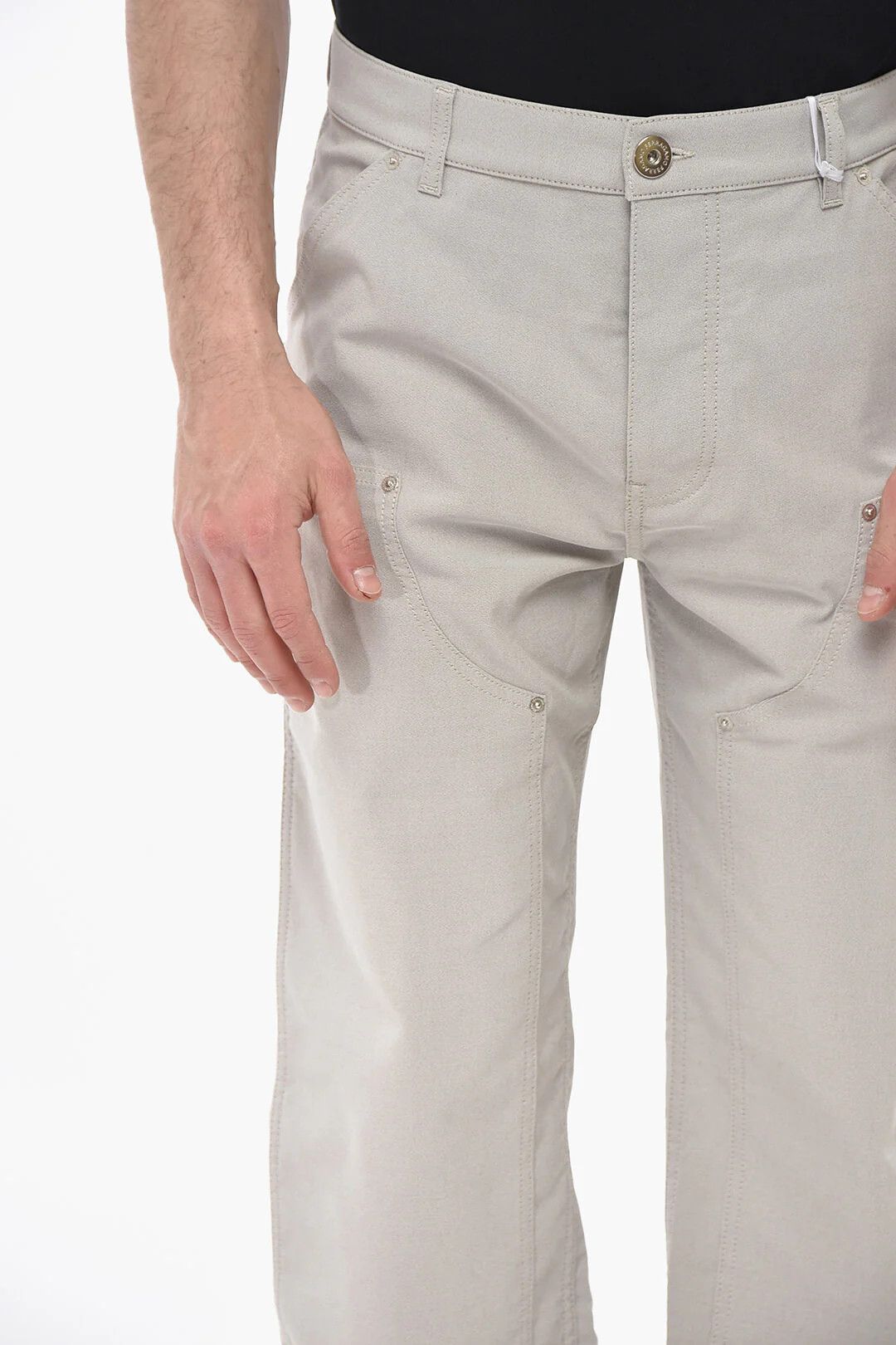 Salvatore Ferragamo og1mm0426 Cotton-Blend Pant in Beige Size US 34 / EU 50 - 2 Thumbnail