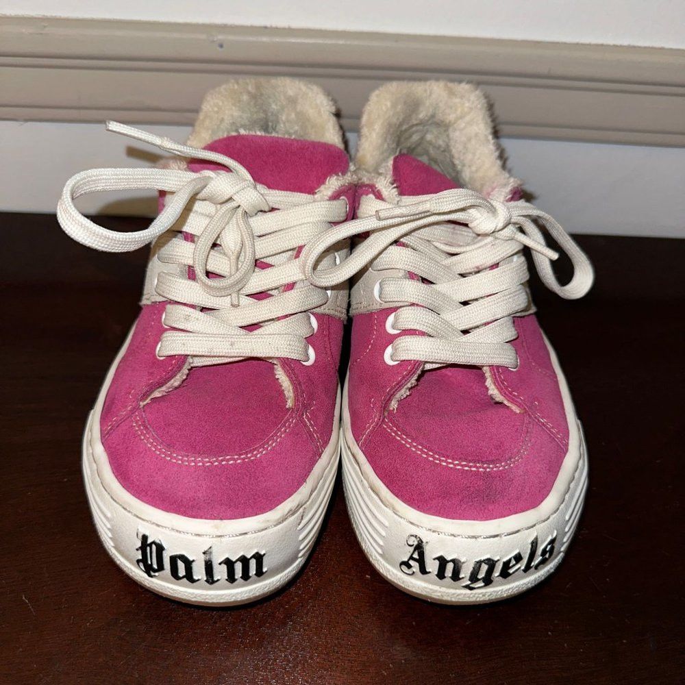 image of Palm Angels Snow Low Top Suede Sneakers Women's Size 6 Us in Pink