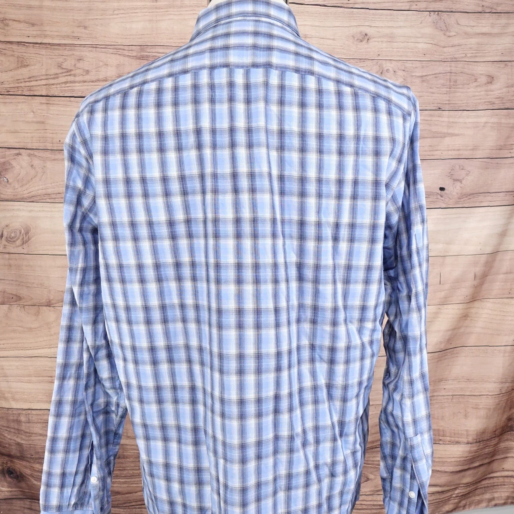 Michael Kors MICHAEL KORS Plaid Button-Up Shirt Long Sleeve Blue Adult Large Mens Size US L / EU 52-54 / 3 - 4 Thumbnail