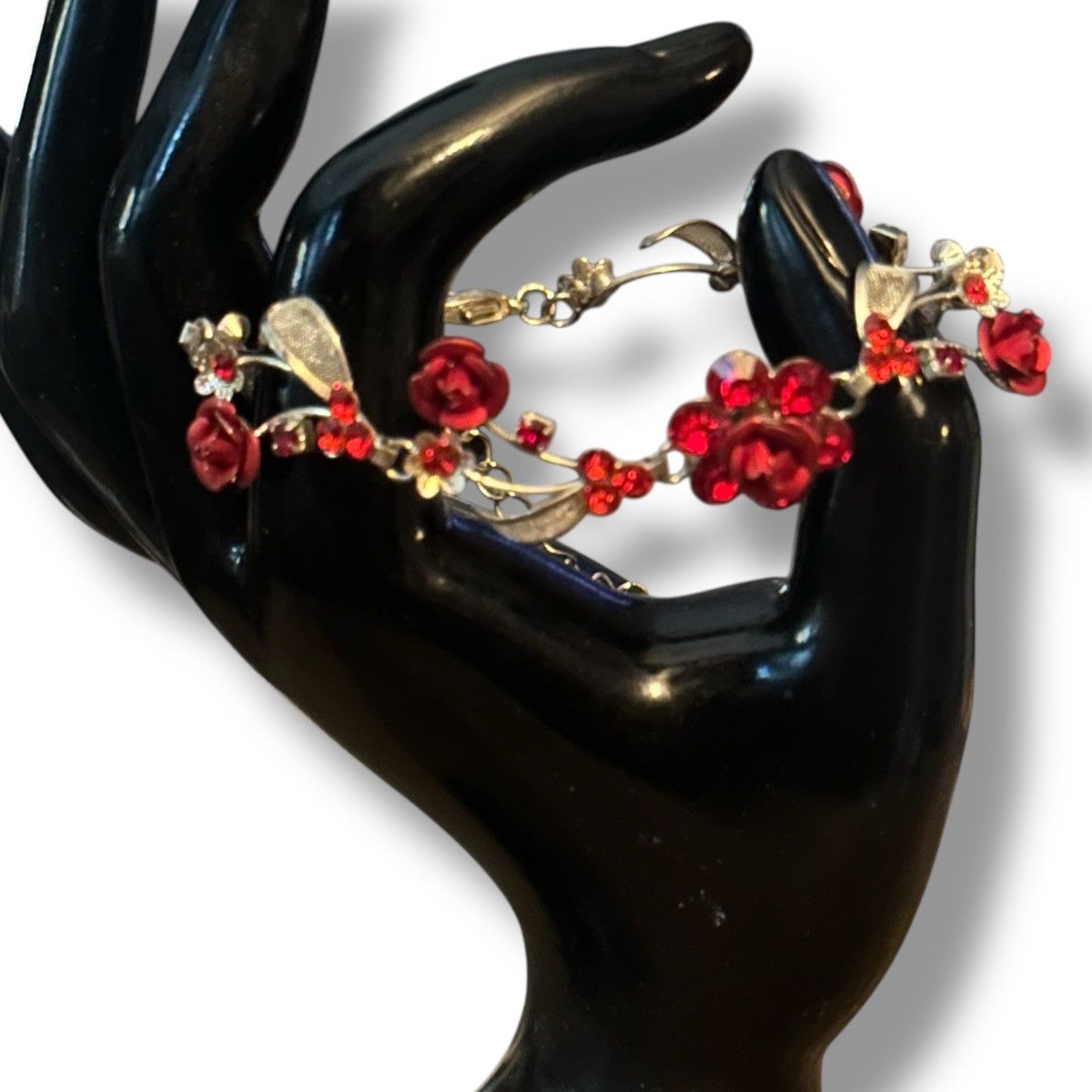 Other Christina Collection silver tone red floral bracelet Size ONE SIZE - 2 Thumbnail