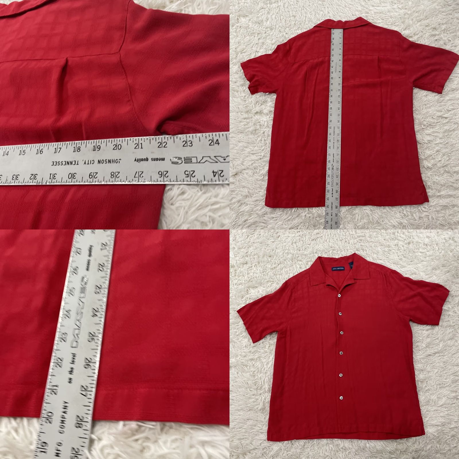 Vintage JOHN ASHFORD Vintage Button Shirt Men M Red 100% Silk Check Knit Relaxed Retro 70s 90s Knit Shirt Mens Red Silk Button Shirt Vintage Size US M / EU 48-50 / 2 - 8 Thumbnail