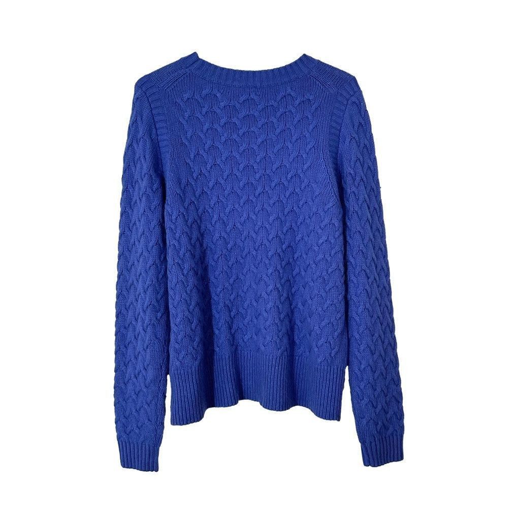 J.Crew J. Crew Cable Knit Wool Crewneck Pullover Sweater in Blue XL Size XL / US 12-14 / IT 48-50 - 2 Thumbnail