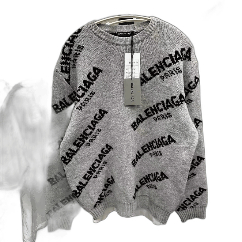 Balenciaga balenciaga gray logo knit sweater Size US L / EU 52-54 / 3 - 1 Thumbnail