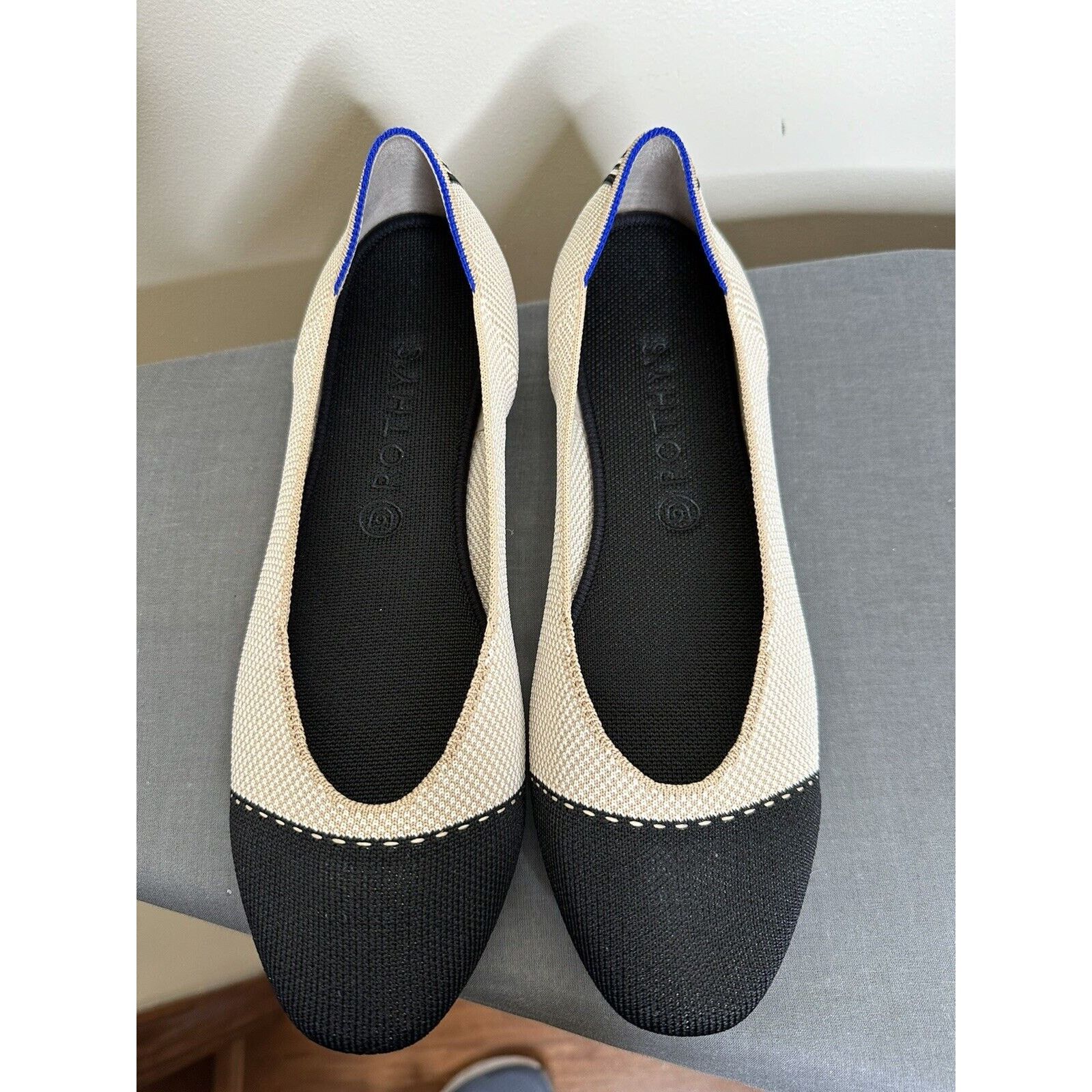 Other Rothy's The Square Flat Womens US 12 Tuxedo Two Tone Tan Size US 12 / IT 42 - 10 Thumbnail