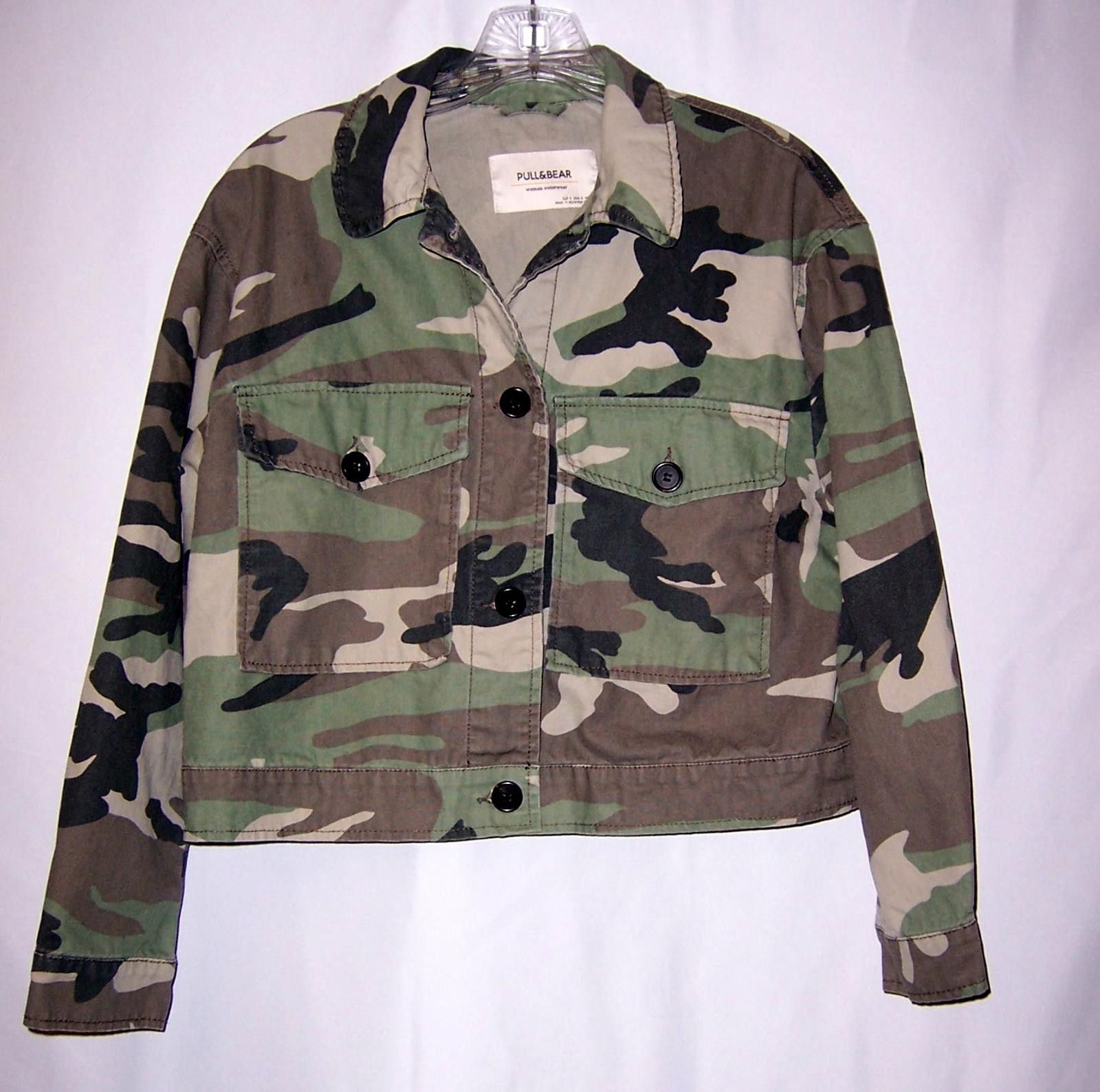 Pull & Bear Pull & Bear Women's Cropped Camo Jacket - Small Size S / US 4 / IT 40 - 1 Thumbnail