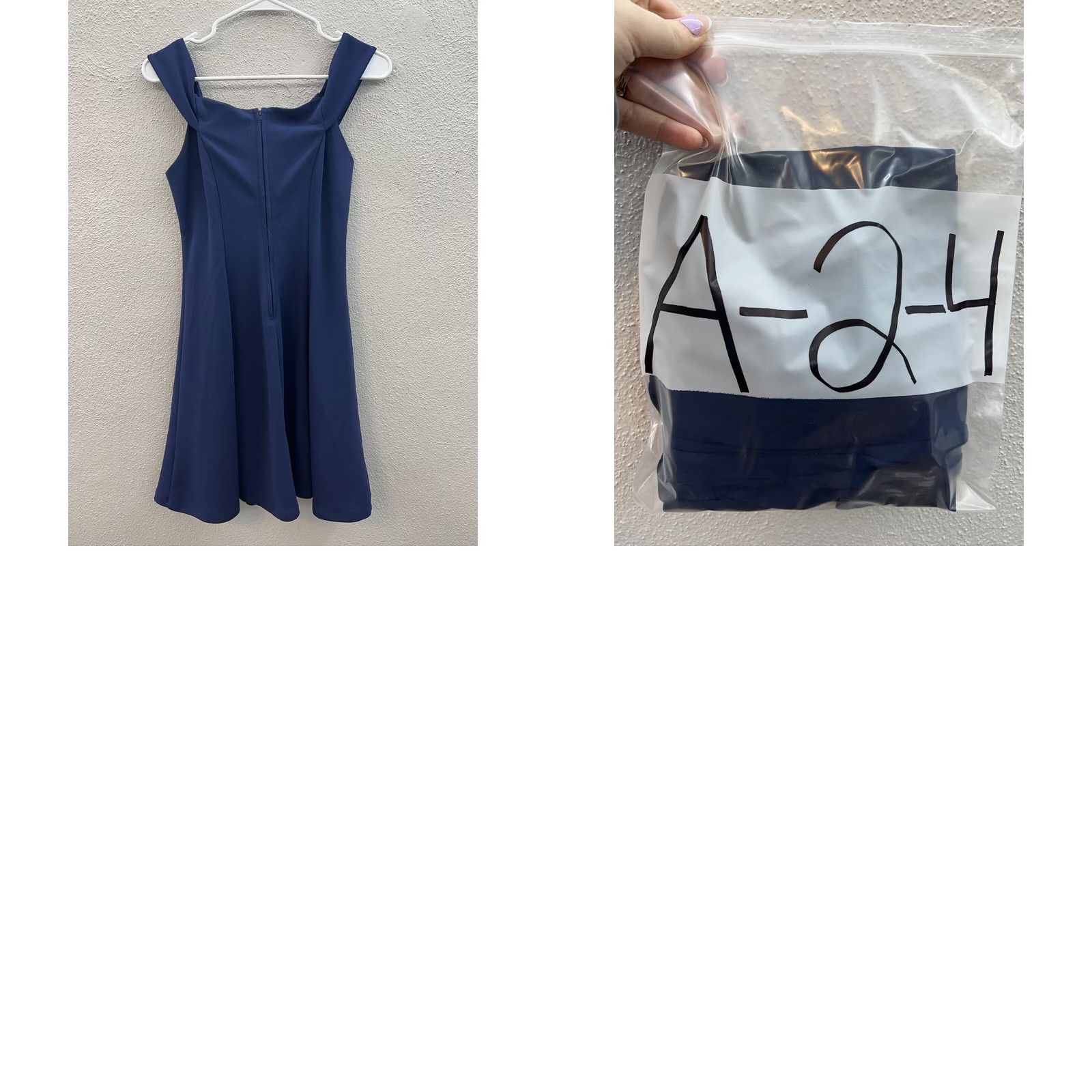 Vintage Juniors Social Code A-Line Off-the-Shoulder Navy Blue Dress Size 9 Sleeveless Zipper Size M / US 6-8 / IT 42-44 - 8 Thumbnail