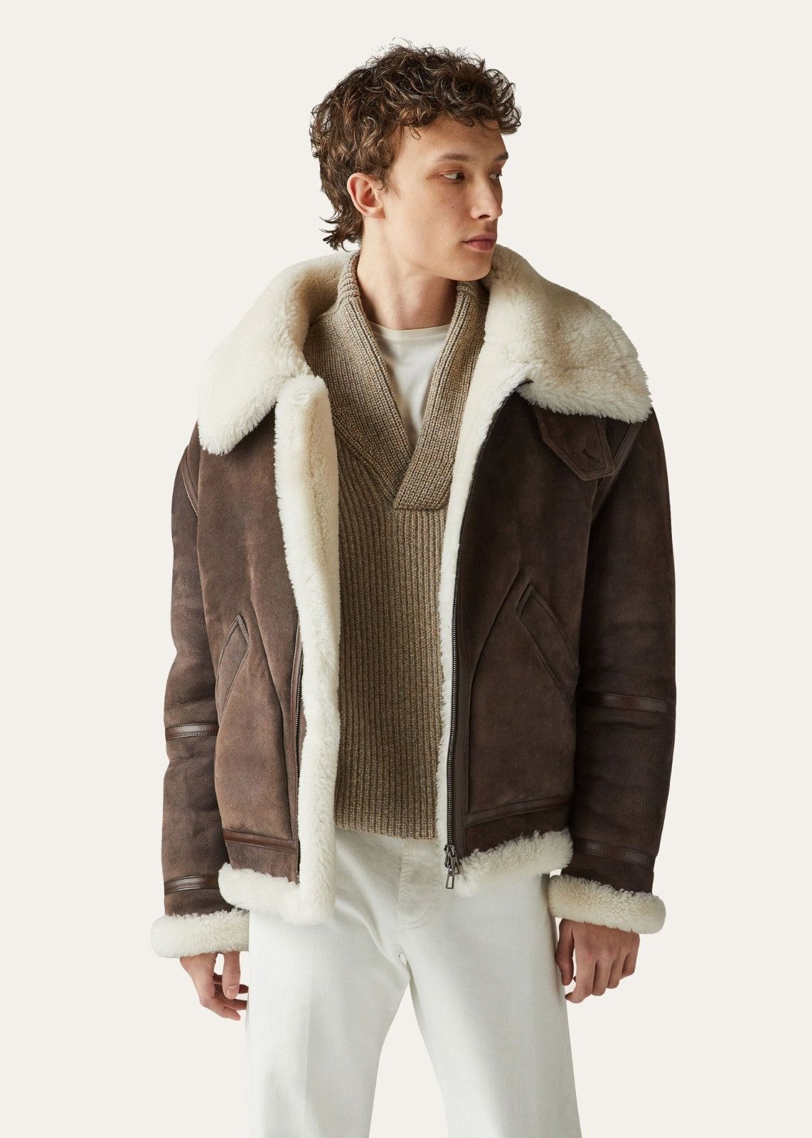 Loro Piana o1srvl11e1224 Monterosa Shearling Bomber Jacket in Brown Size US S / EU 44-46 / 1 - 5 Thumbnail
