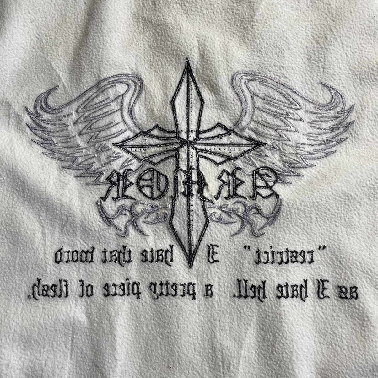 If Six Was Nine 🇯🇵☠️ ARMOR WORDING CROSS 2 TONES KNITTED SWEATSHIRT Size US L / EU 52-54 / 3 - 21 Thumbnail