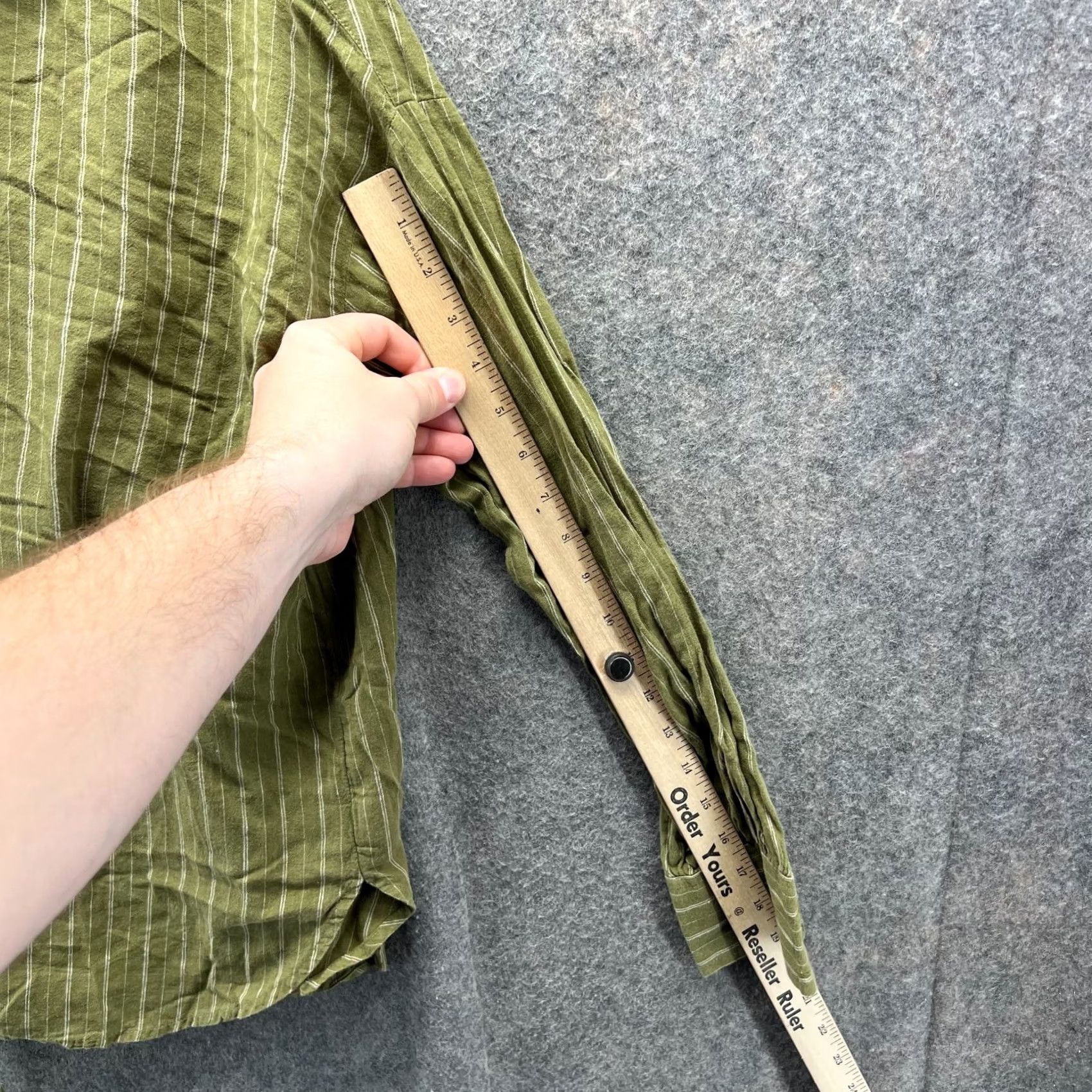 Free People VINTAGE Free People Shirt Women Small Green Striped Linen Blend Drawstring Top Soft Size S / US 4 / IT 40 - 6 Thumbnail