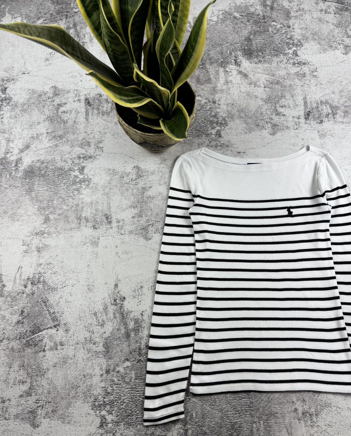 Polo Ralph Lauren × Vintage Polo Ralph Lauren Striped Boat Neck Longsleeve Sweatshirt Size XS / US 0-2 / IT 36-38 - 2 Thumbnail