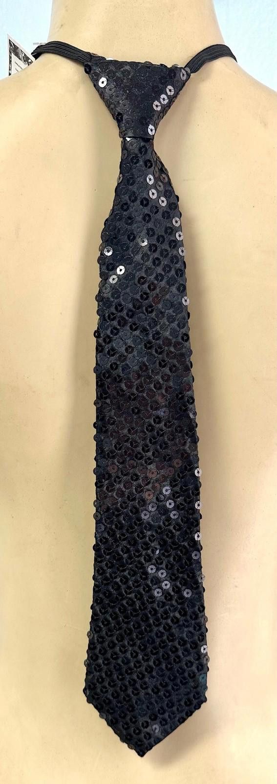 Designer Sequins Over Fabric Neck Tie BLACK Adult Unisex Size ONE SIZE - 1 Preview