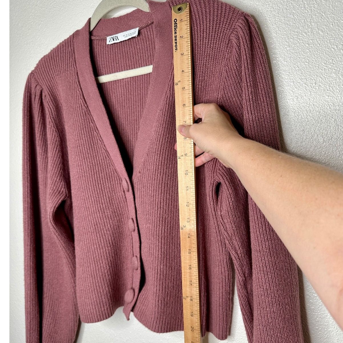 Zara ZARA Mauve Balloon Sleeve VNeck Cropped Button Cardigan M Size M / US 6-8 / IT 42-44 - 9 Thumbnail