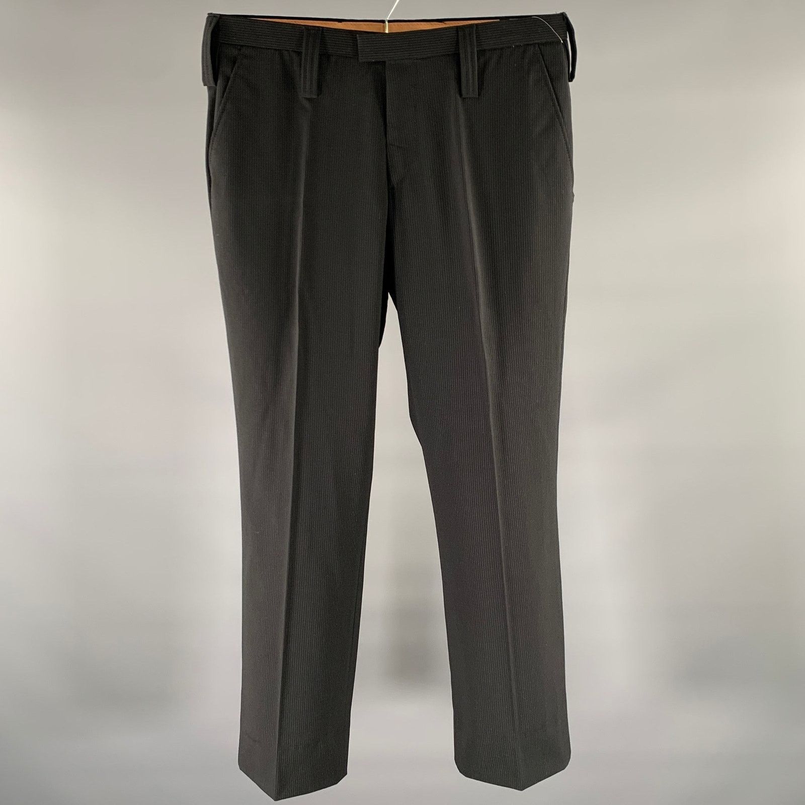 J.Lindeberg J.LINDEBERG Size 31 Black Pinstripe Flat Front Dress Pants Size US 31 - 1 Thumbnail