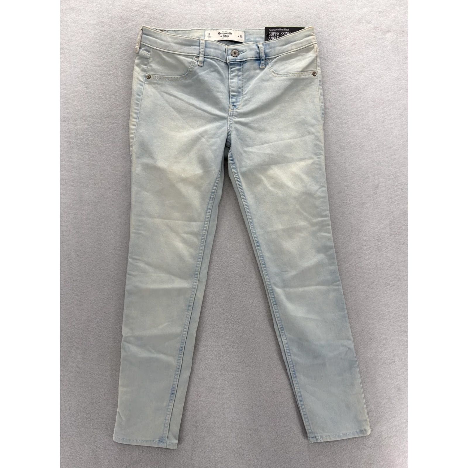 Abercrombie & Fitch Abercrombie & Fitch Super Skinny Ankle Jeans Womens 8 Light Wash Blue Mid Rise Stretch Denim Pockets Size 30" / US 8 / IT 44 - 2 Thumbnail