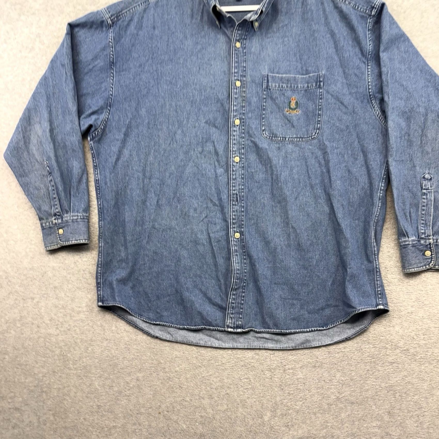 Chaps VINTAGE Chaps Ralph Lauren Denim Shirt Mens XL Embroidered Classic Cotton 90s Size US XL / EU 56 / 4 - 2 Thumbnail