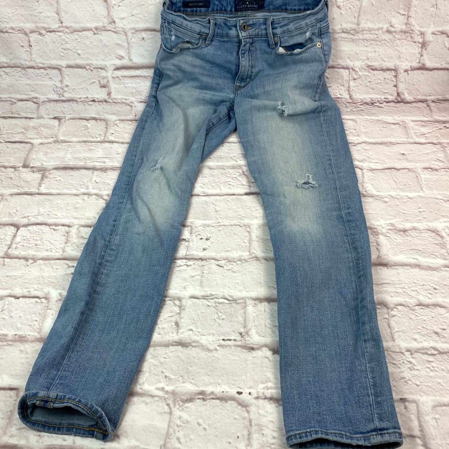 Lucky Brand VINTAGE Lucky Brand Hayden Skinny Jeans Women 4/27 Mid-Rise Medium Wash Blue Distressed Denim Size 27" / US 4 / IT 40 - 4 Thumbnail