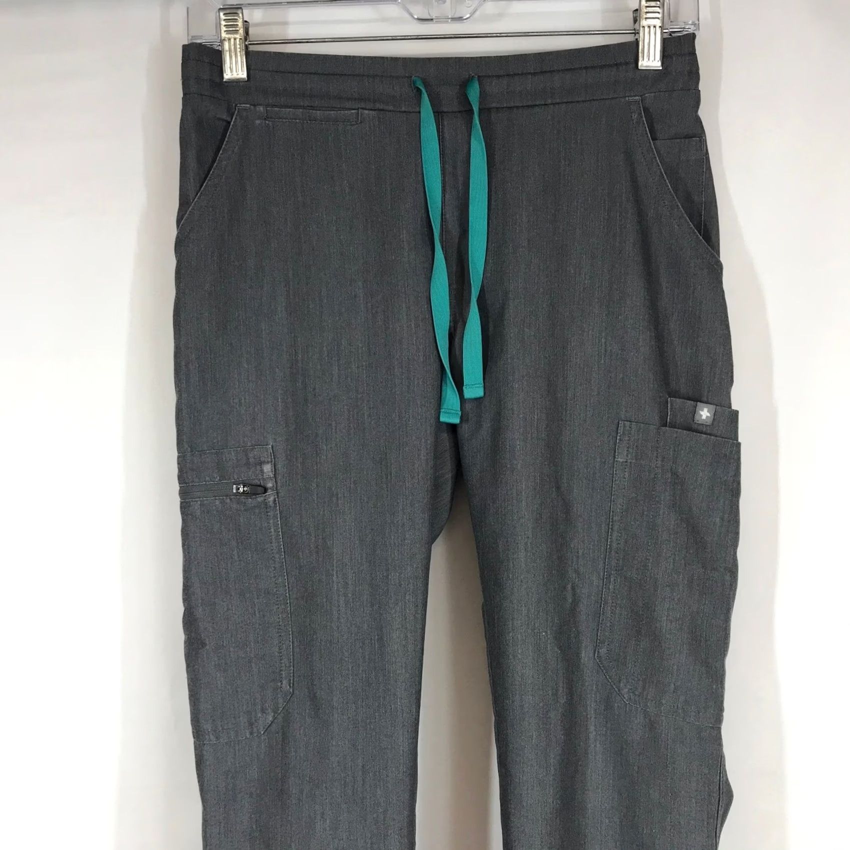 Altea FIGS Cargo Scrub Pants Slim Fit Jogger Mens Small Graphite Gray Teal Drawstring Size US 29 - 2 Thumbnail