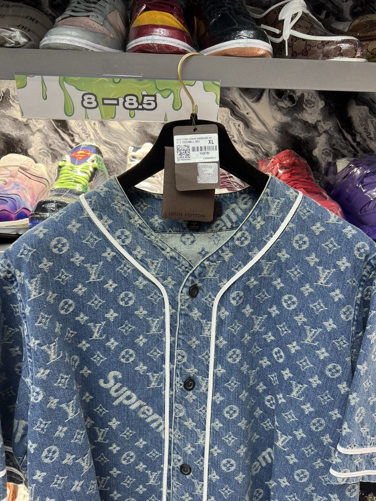 Louis Vuitton Louis Vuitton x Supreme Jacquard Denim Baseball Jersey Size US XL / EU 56 / 4 - 4 Thumbnail