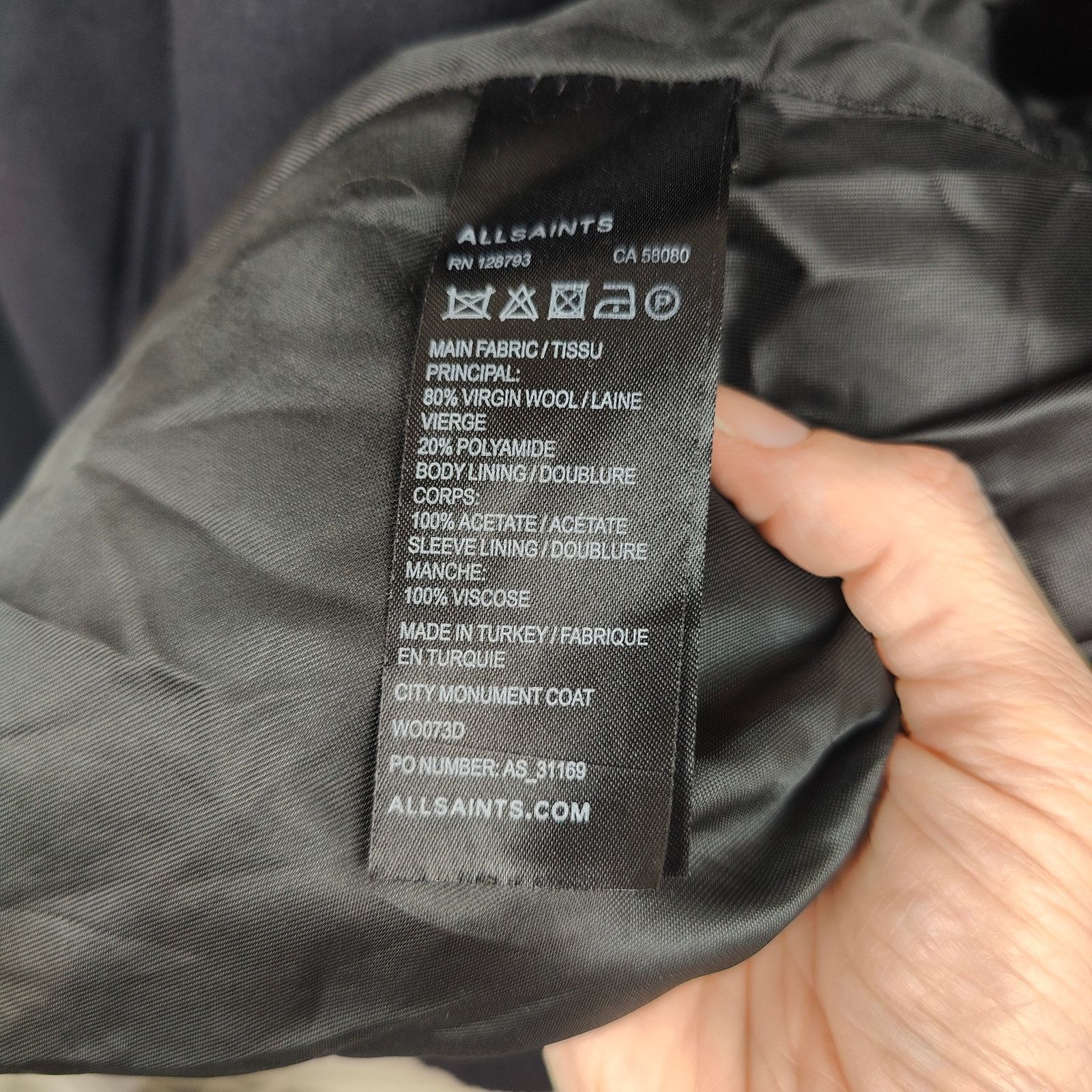 Allsaints AllSaints City Monument Coat Womens 8 Black Wool Blend Size M / US 6-8 / IT 42-44 - 9 Thumbnail