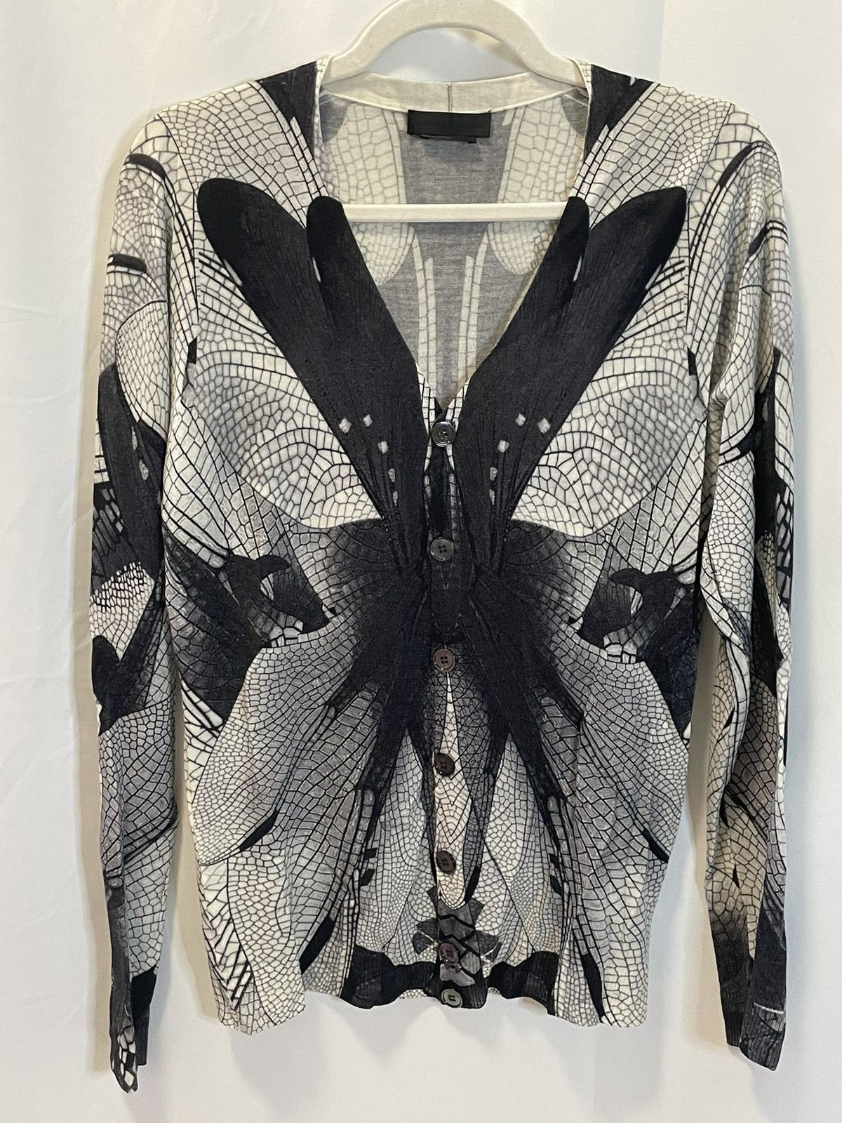 image of Alexander Mcqueen Dragonfly Wool Cardigan in White, Men's (Size XS)