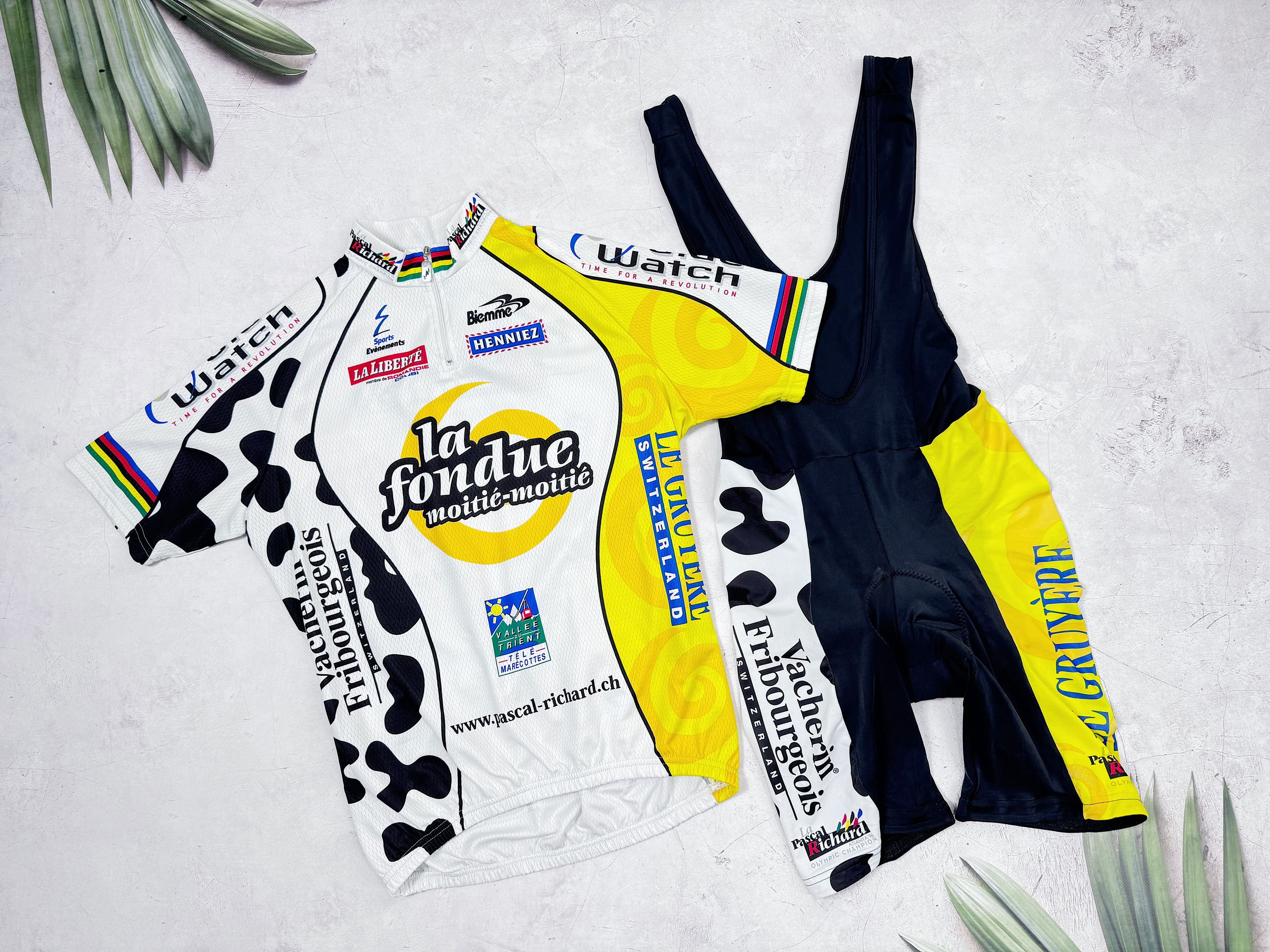 Other Vintage Biemme Cycling Jersey & Bib Shorts Henniez La Fondue Size US XL / EU 56 / 4 - 2 Thumbnail