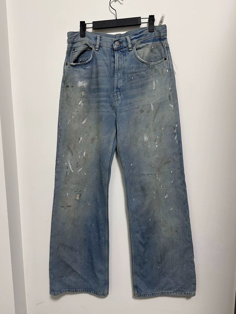 Acne Studios Blue Paint Splash Wide-Leg Jeans- DMC
