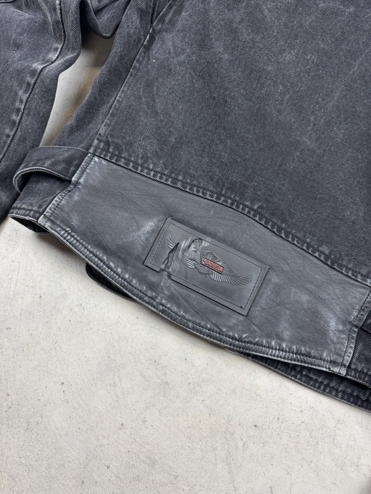 Harley Davidson × Vintage 1990’s Harley Davidson Black Denim Riding Jacket Size US M / EU 48-50 / 2 - 5 Thumbnail