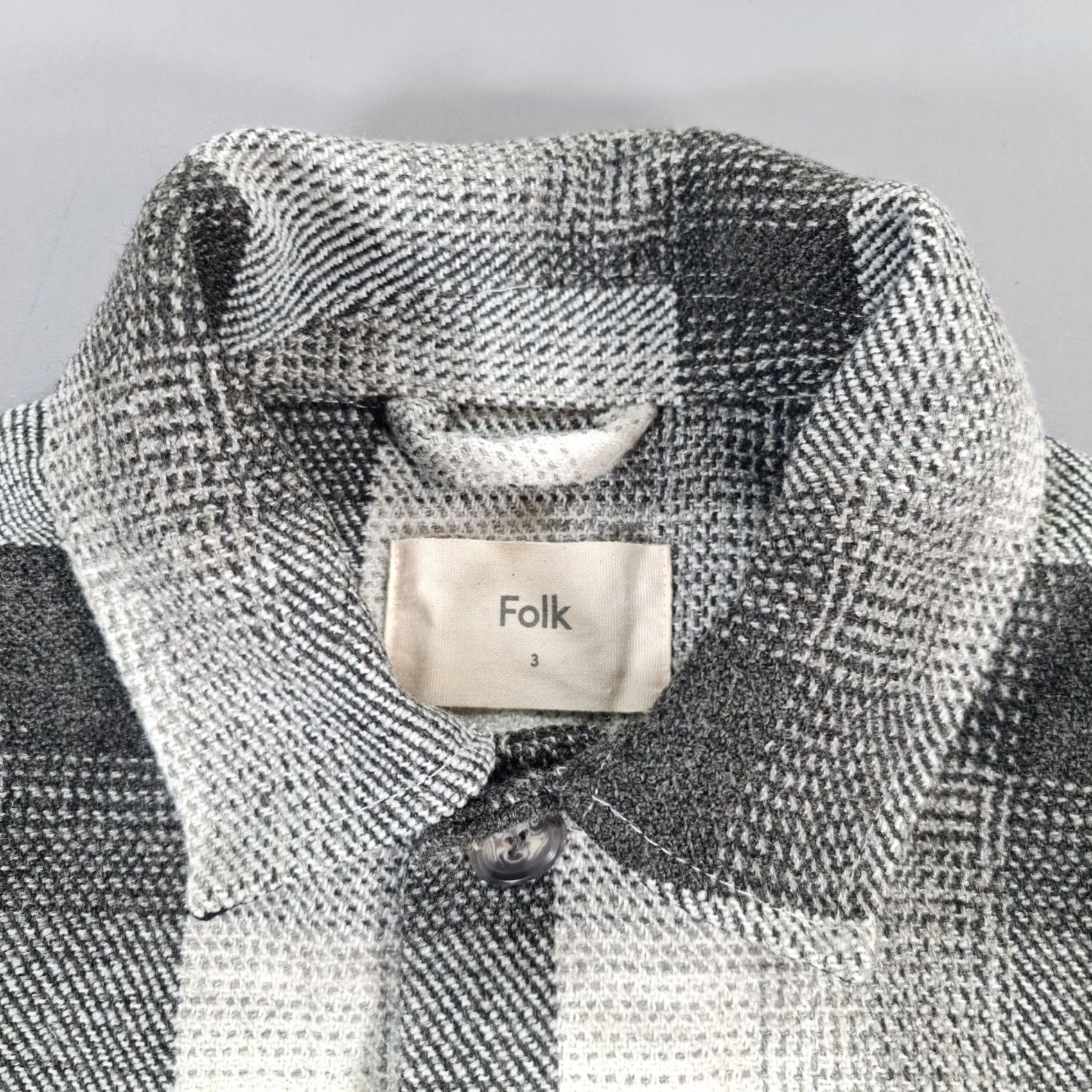 Folk Folk Jacket Shirt Overshirt Grey Medium Checkered Collared Shacket 3 Pocket Button Mens Size US M / EU 48-50 / 2 - 3 Thumbnail