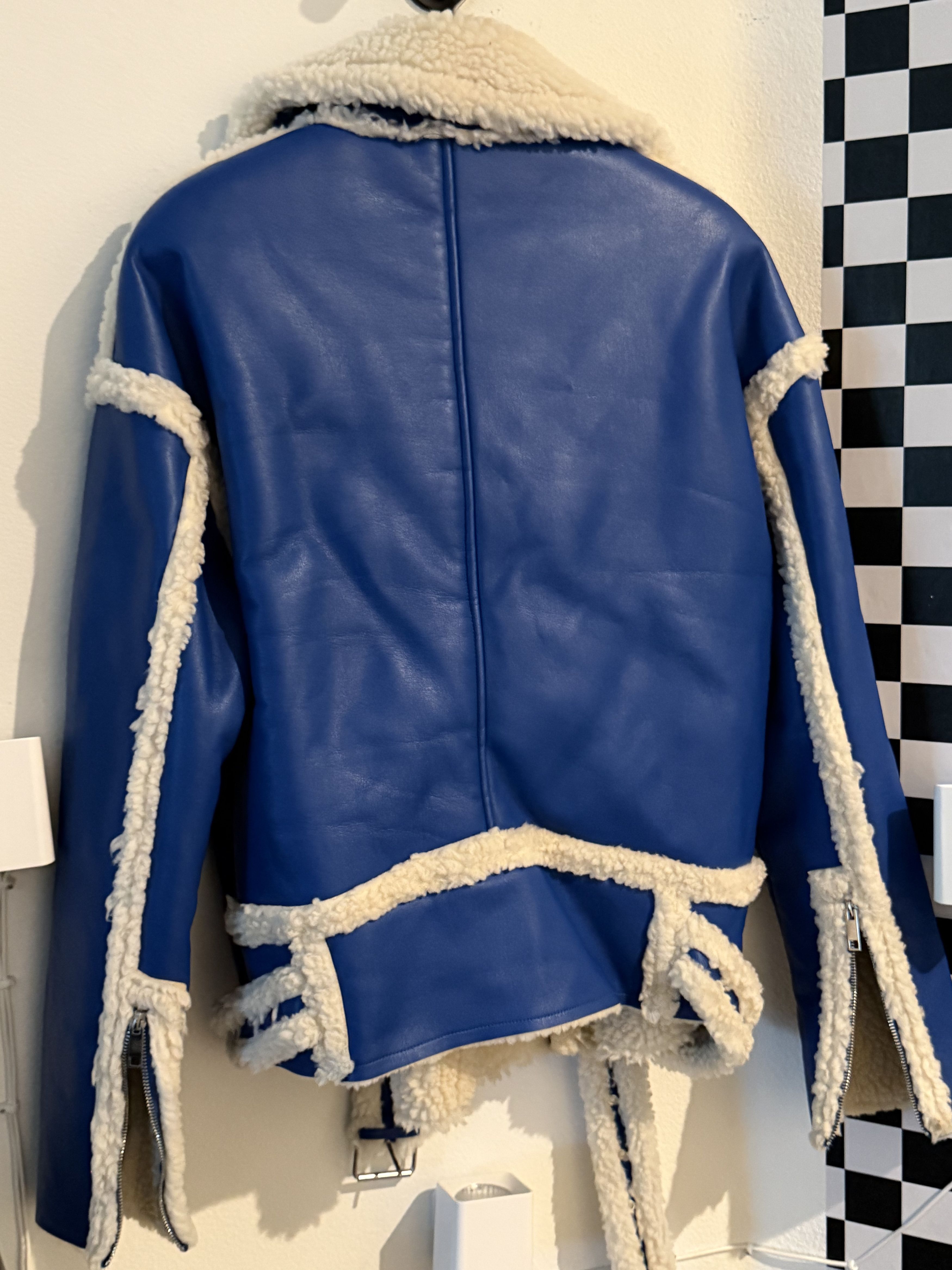Boohoo Shearling Leather Biker Jacket Size US XL / EU 56 / 4 - 2 Thumbnail
