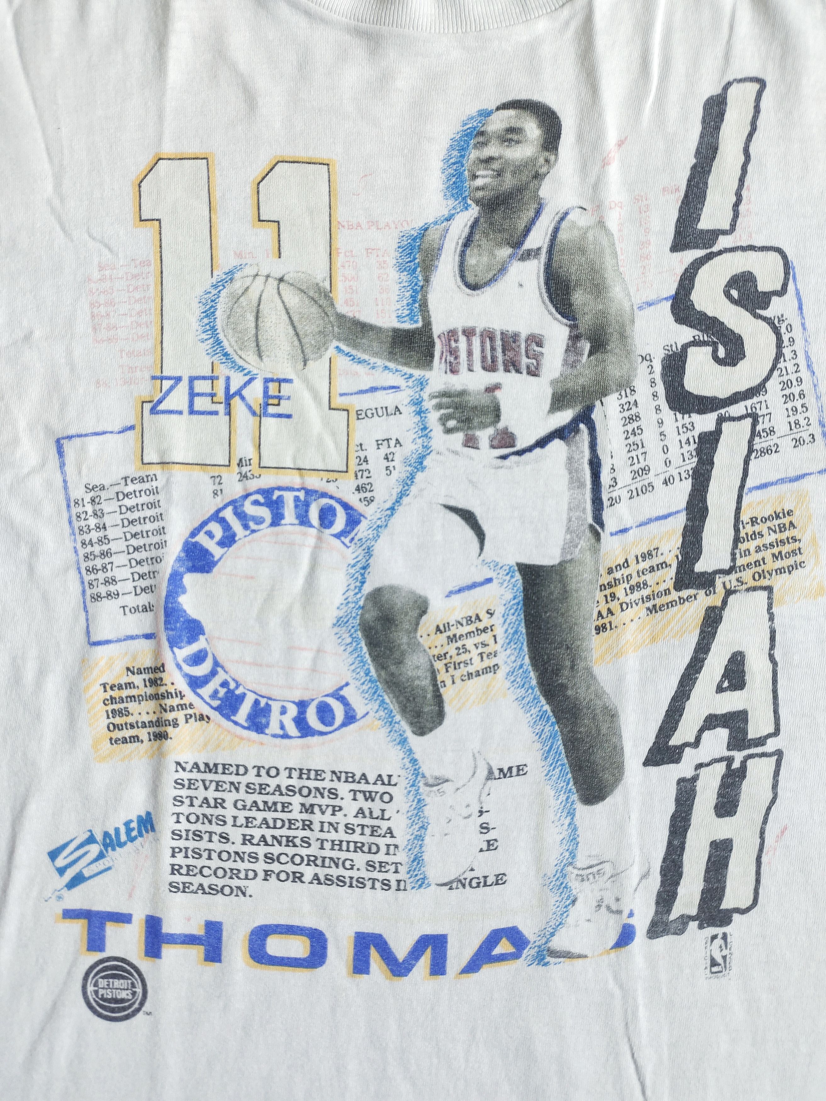 NBA × Salem Sportswear × Vintage Vintage Isiah Thomas Detroit Pistons Player 90s T-shirt Size US XL / EU 56 / 4 - 5 Thumbnail