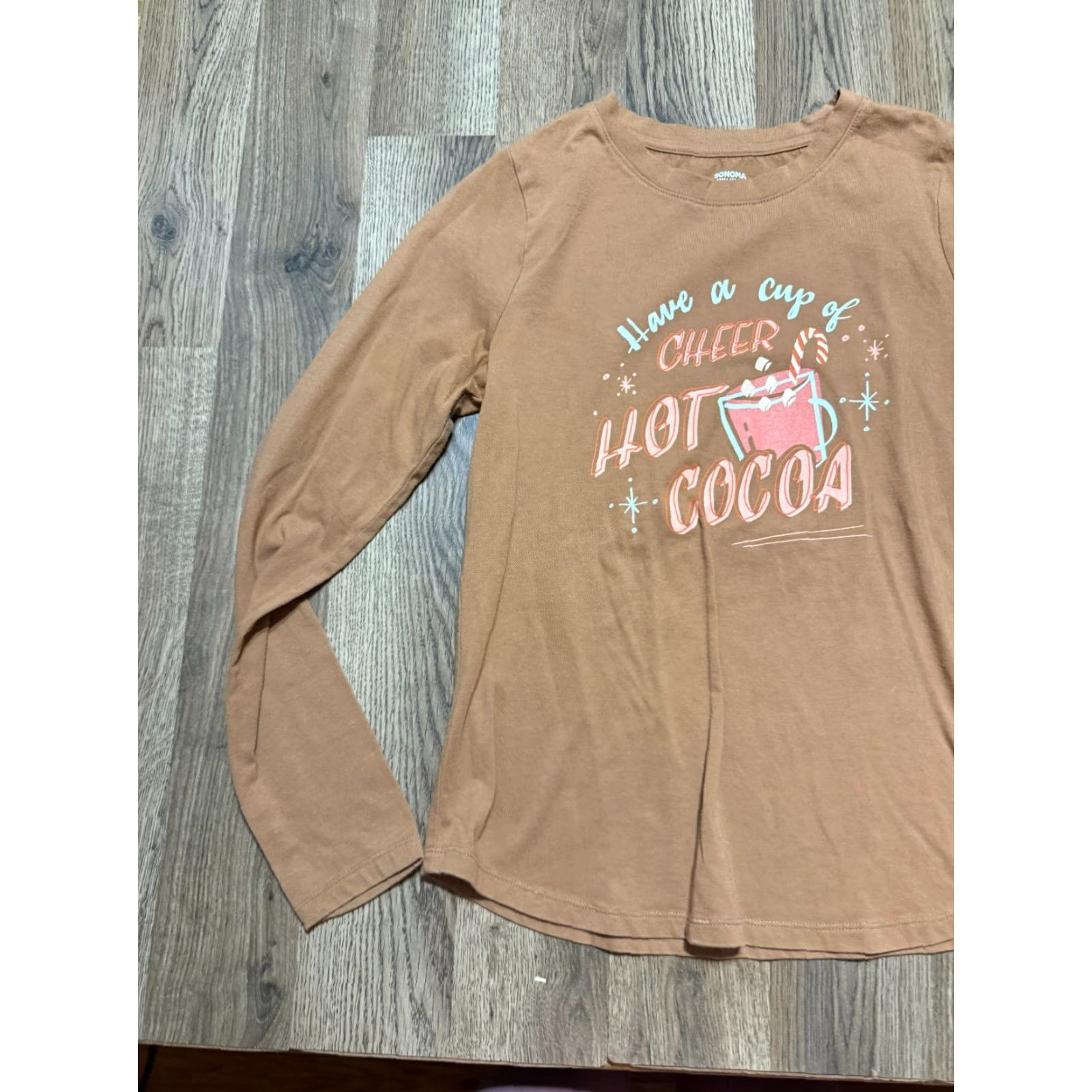 Vintage Sonoma Shirts Women's Size S Brown Long Sleeve Have a cup of Cheer Hot Cocoa Size S / US 4 / IT 40 - 3 Thumbnail