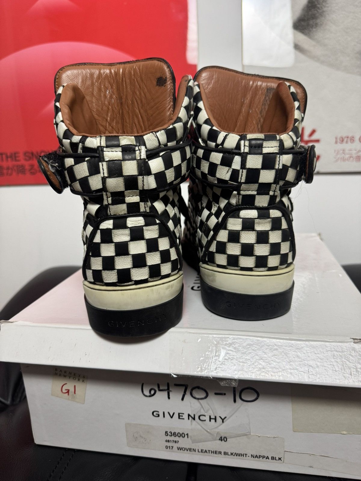 Givenchy Givenchy Tyson High-Top Sneakers Woven Leather Checkerboard Size US 7.5 / EU 40-41 - 4 Thumbnail