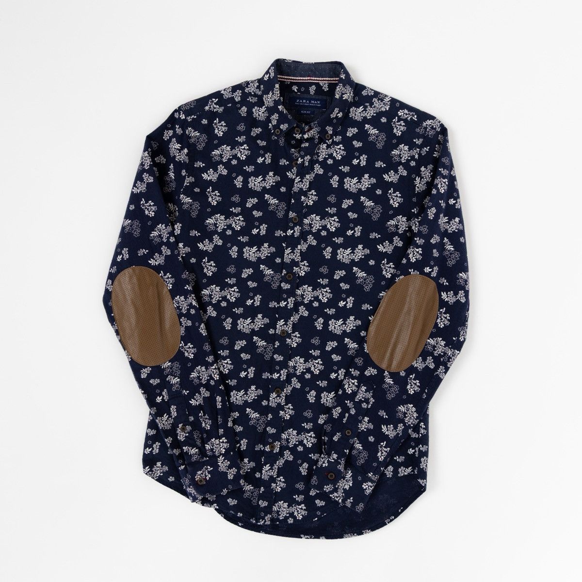 Zara ZARA Man Floral Shirt Mens Navy Blue Button Down Long Sleeve Size US S / EU 44-46 / 1 - 3 Thumbnail