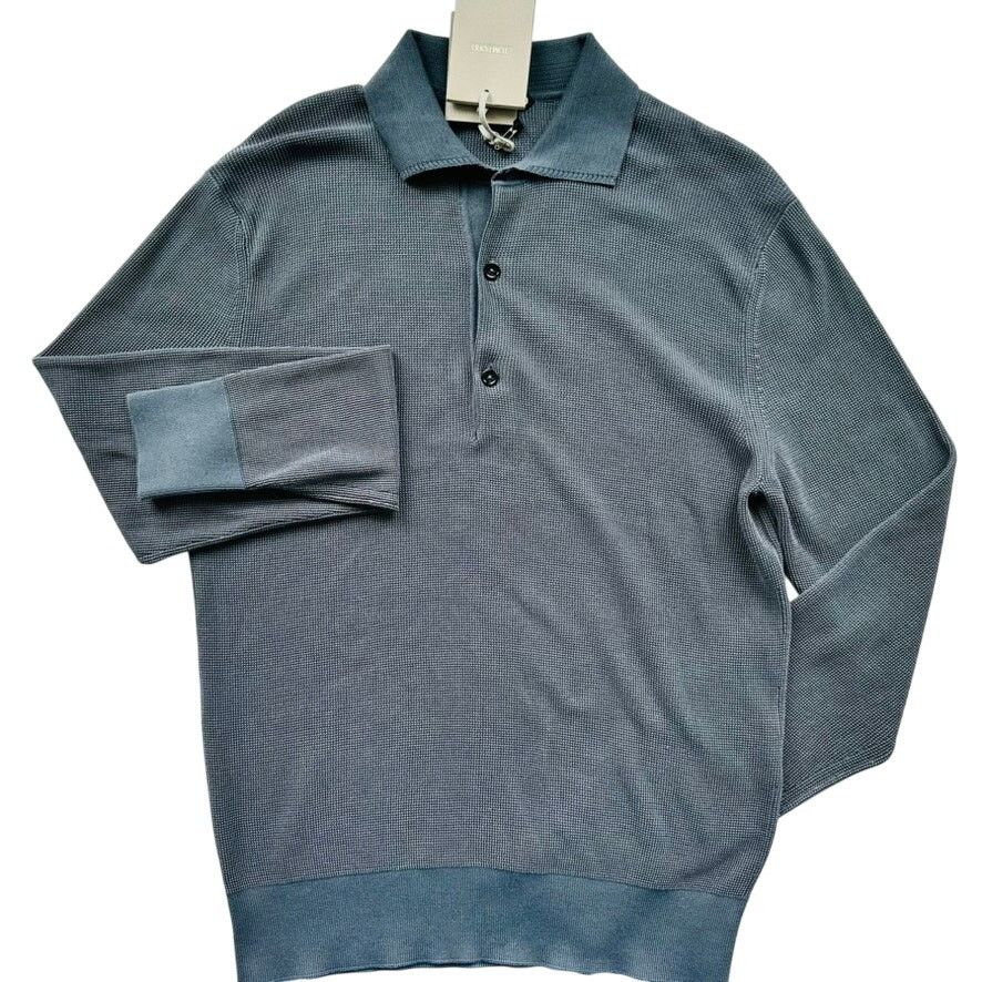 Tom Ford TOM FORD Long Sleeve Polo Silk Cotton NEW Size 50 Blue Grey Size US M / EU 48-50 / 2 - 1 Thumbnail