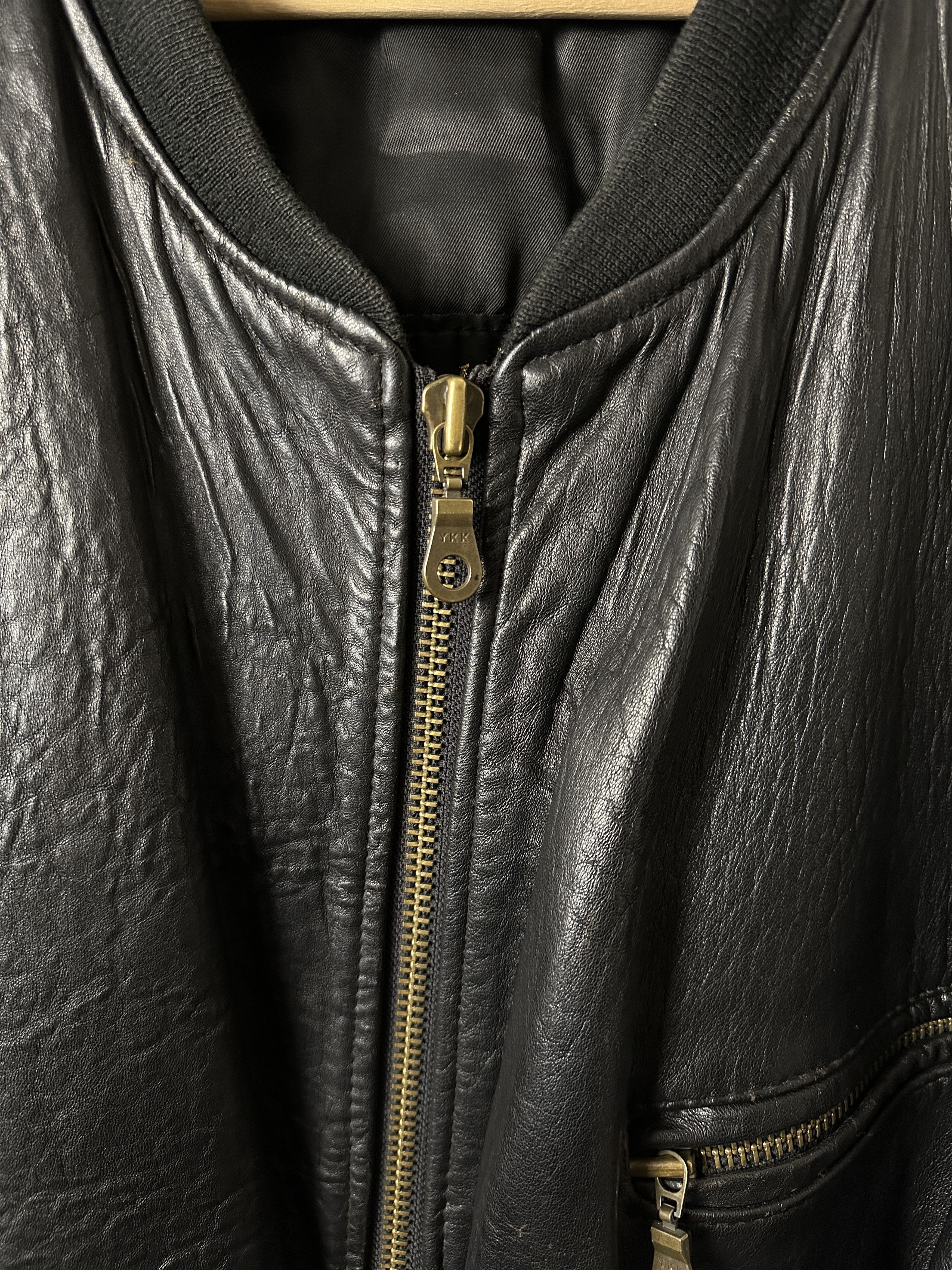 Genuine Leather Genuine Leather Black Bomber Jacket Size US XL / EU 56 / 4 - 4 Thumbnail